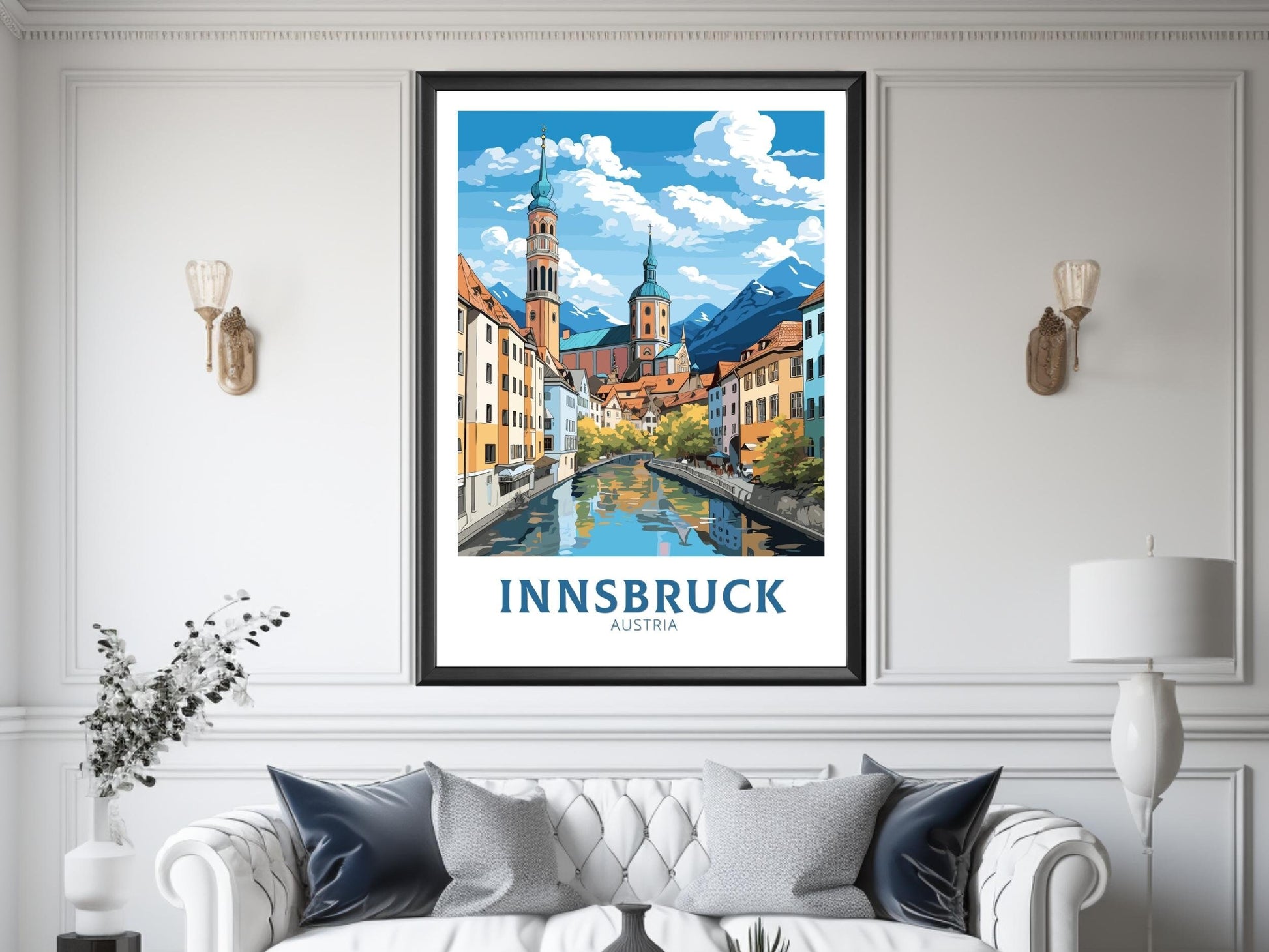 Innsbruck Print | Innsbruck Poster | Innsbruck Wall Art | Innsbruck Art | Illustration | Austria Poster | Innsbruck Old Town ID 668