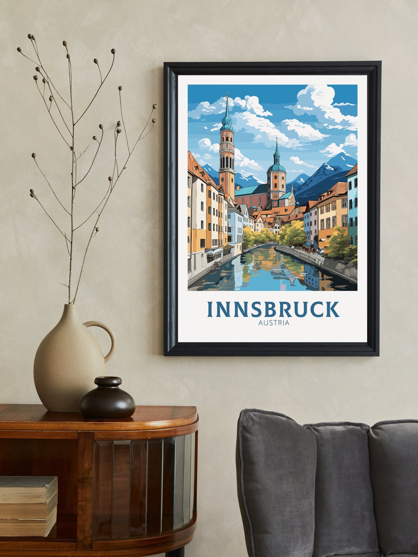 Innsbruck Print | Innsbruck Poster | Innsbruck Wall Art | Innsbruck Art | Illustration | Austria Poster | Innsbruck Old Town ID 668