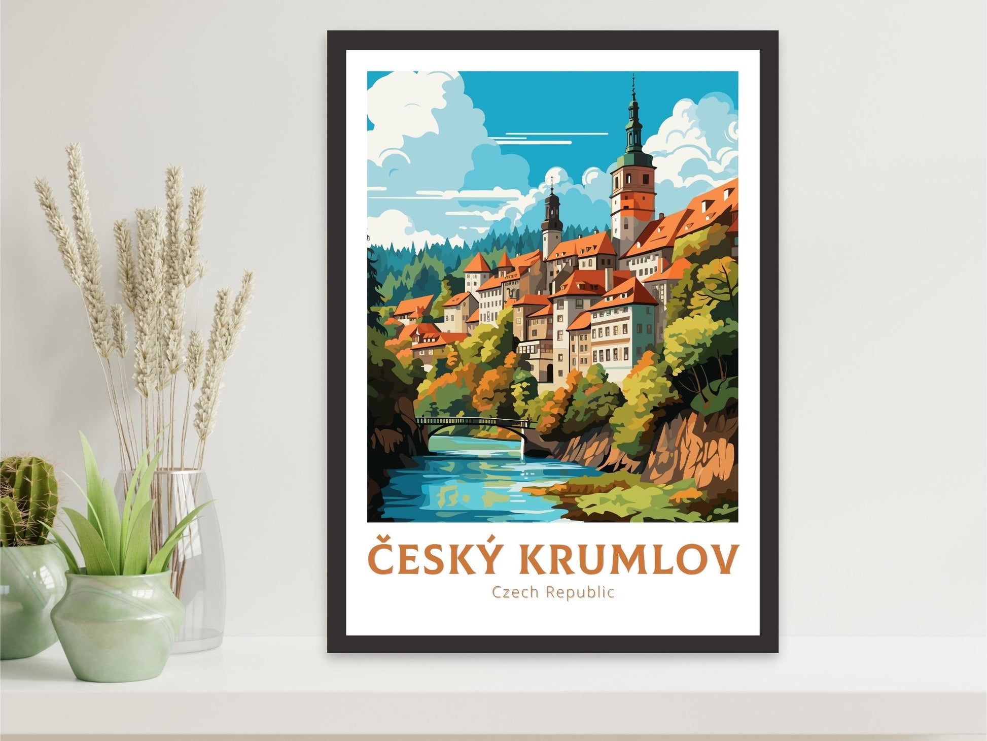 Český Krumlov Print | Český Krumlov Poster | Český Krumlov Illustration | Český Krumlov Castle | Czechia Print | Český Krumlov ID 683