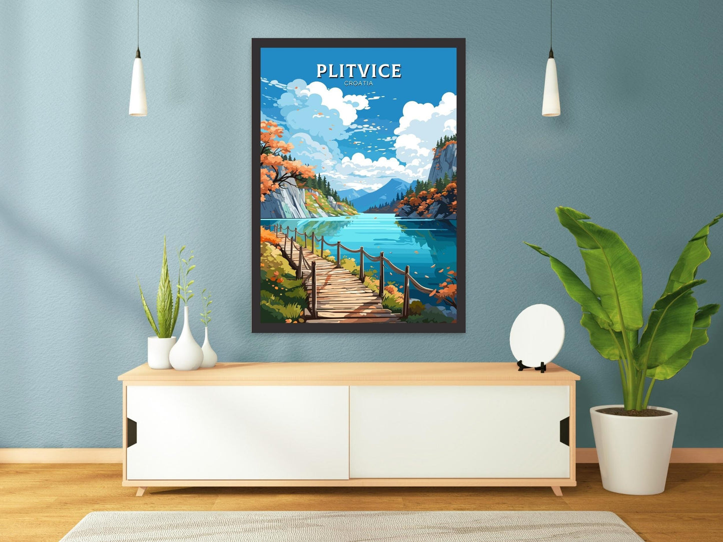 Plitvice Print | Plitvice Illustration | Plitvice Wall Art | Croatia Print | Plitvice Poster | Plitvice Lakes Painting | ID 686