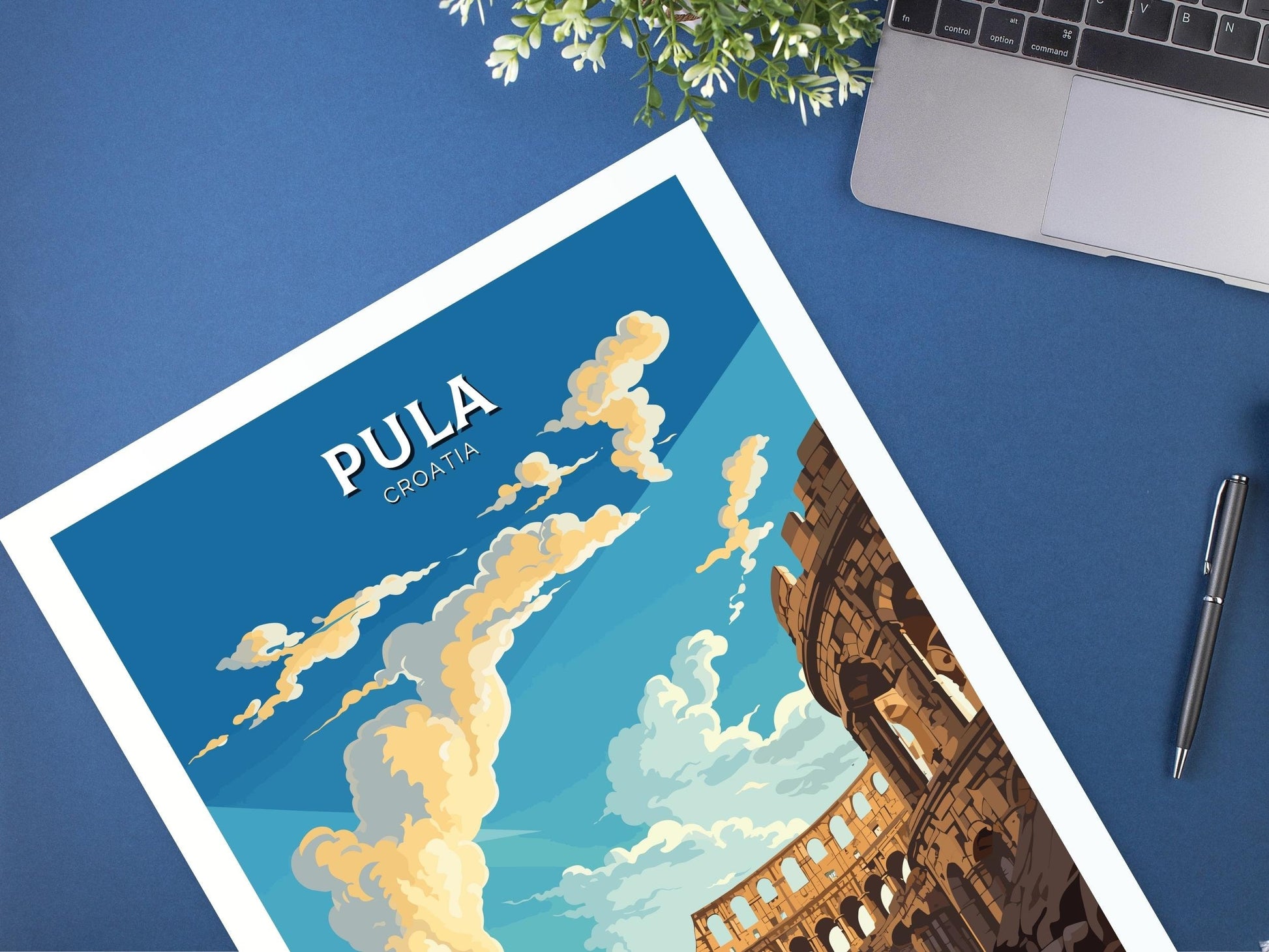 Pula Print | Pula Illustration | Pula Wall Art | Croatia Print | Pula Poster | Pula Lakes Painting | Croatia Poster | Pula Arena | ID 687