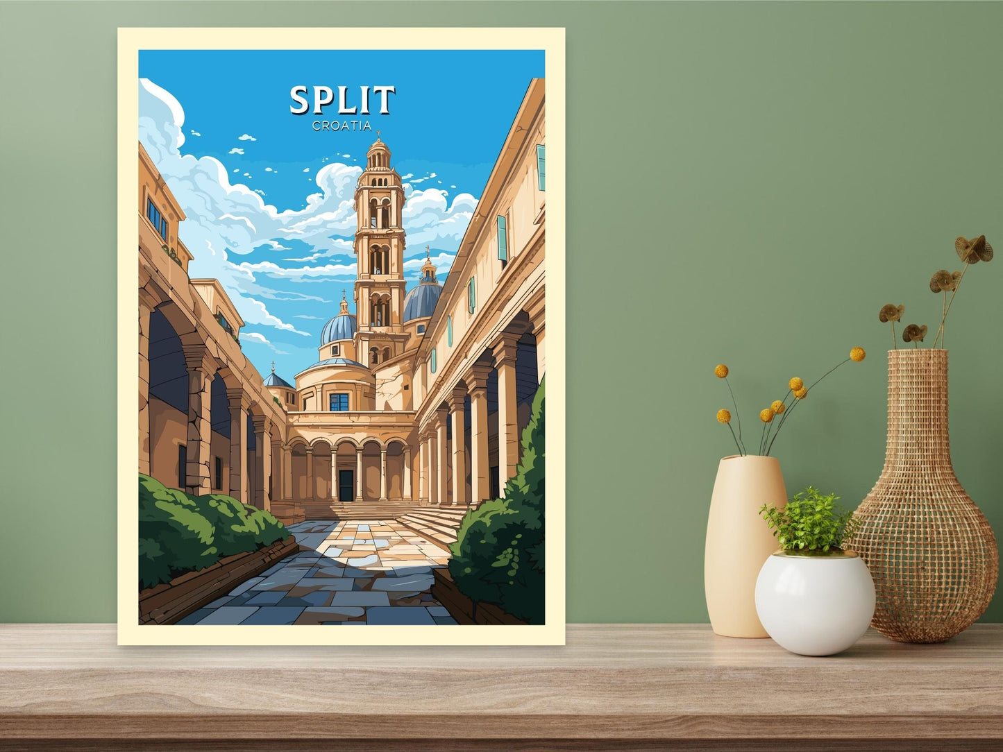 Split Print | Split Illustration | Split Wall Art | Croatia Print | Split Poster | Split Lakes Painting | Split Croatia Poster | ID 689