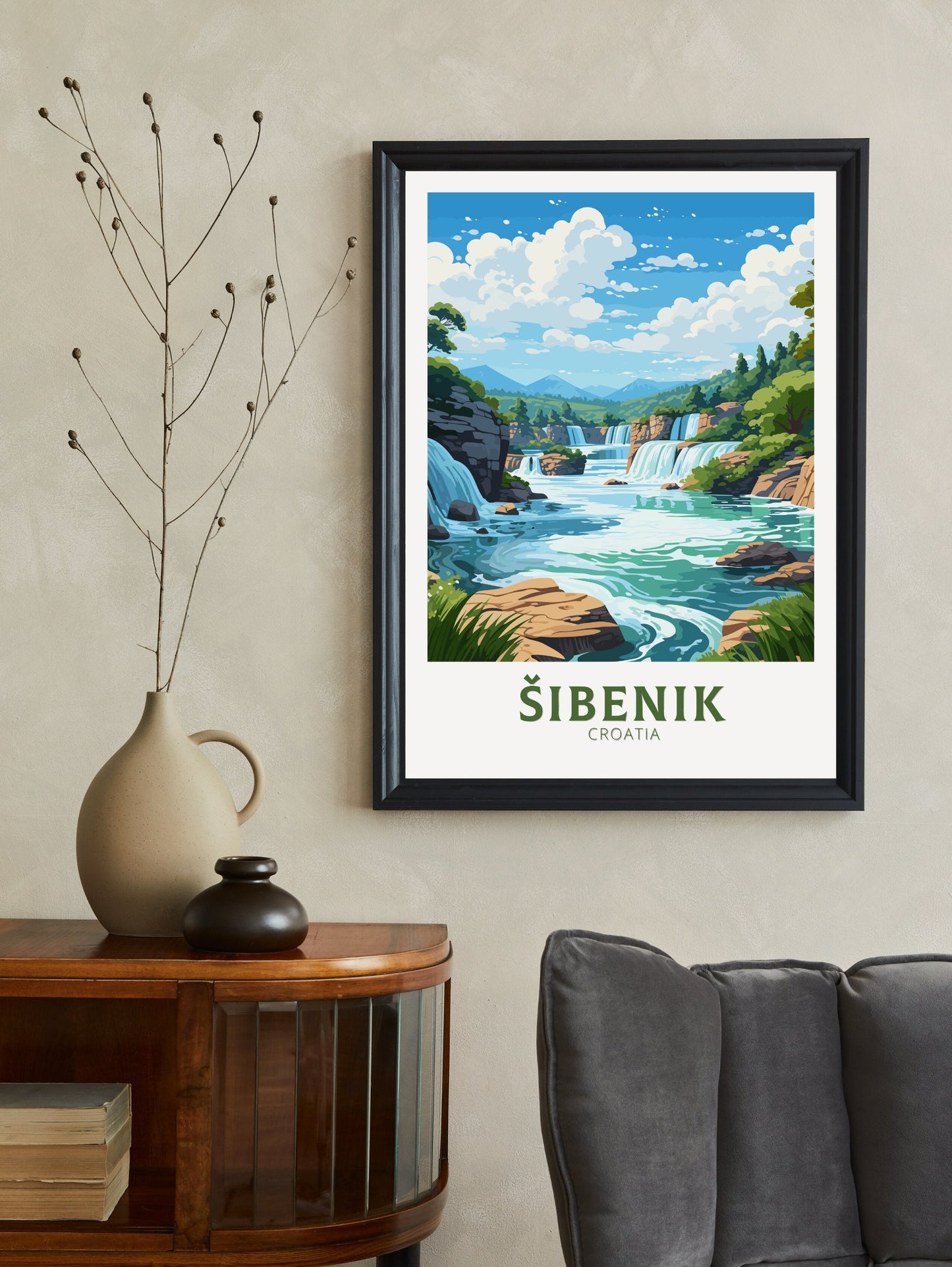 Sibenik Print | Sibenik Travel Poster | Sibenik Illustration | Sibenik Wall Art | Croatia Print | Sibenik Krka National Park Poster | ID 690