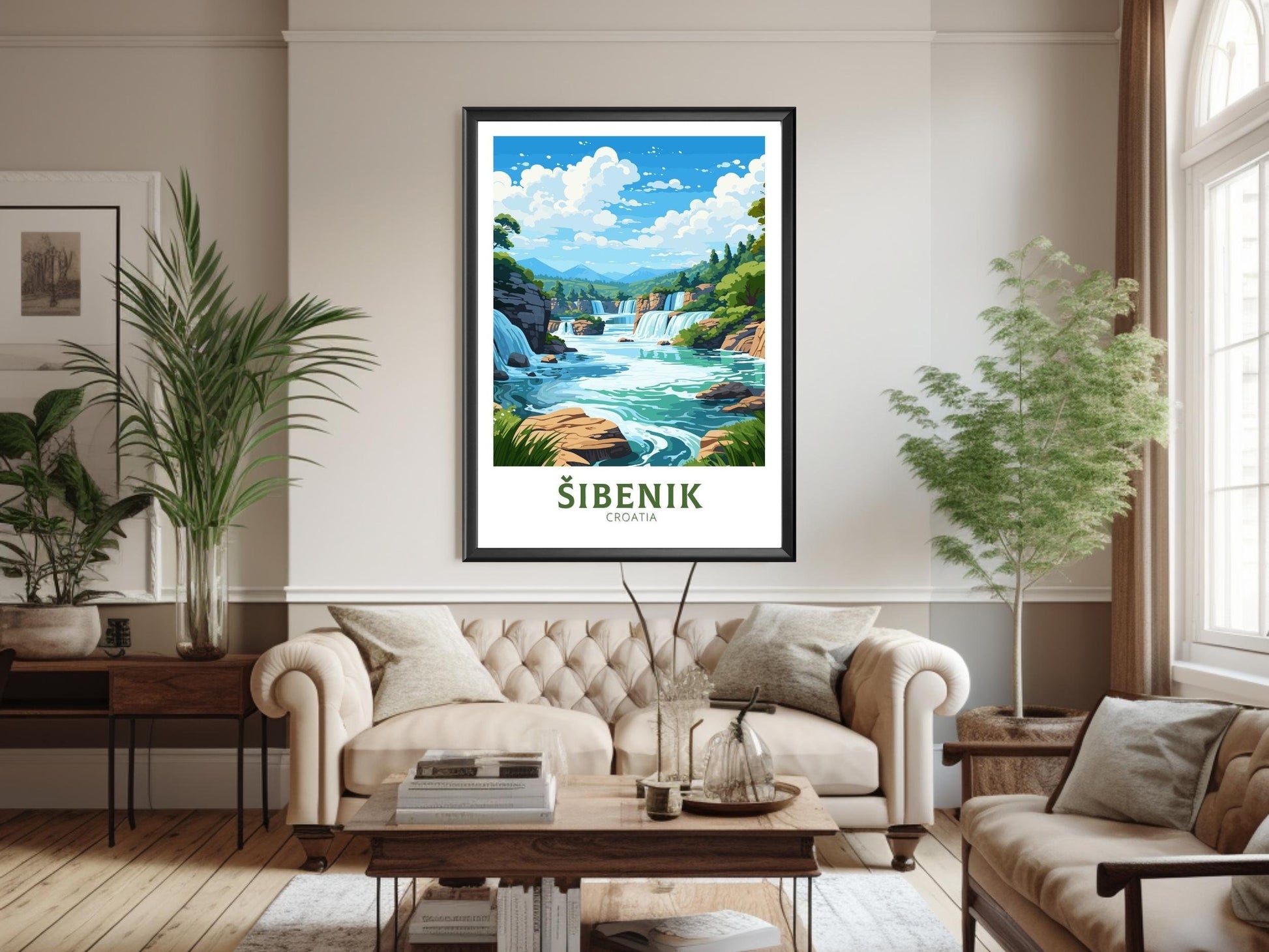 Sibenik Print | Sibenik Travel Poster | Sibenik Illustration | Sibenik Wall Art | Croatia Print | Sibenik Krka National Park Poster | ID 690