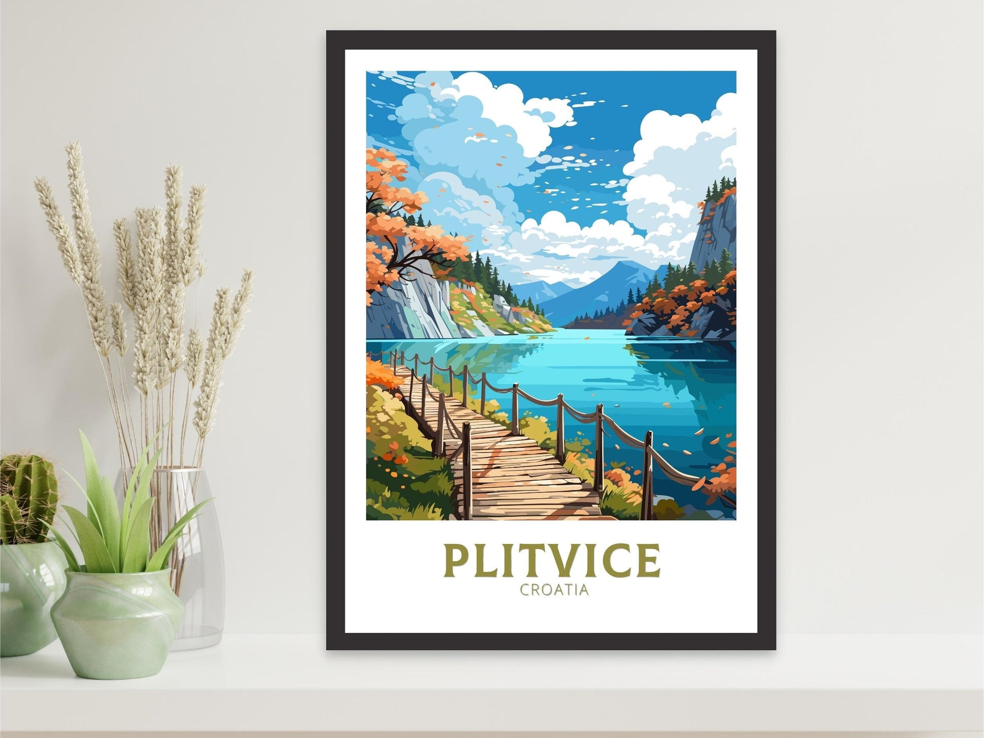 Plitvice Poster | Plitvice Print | Plitvice Illustration | Plitvice Wall Art | Croatia Print | Plitvice Lakes Painting | ID 692