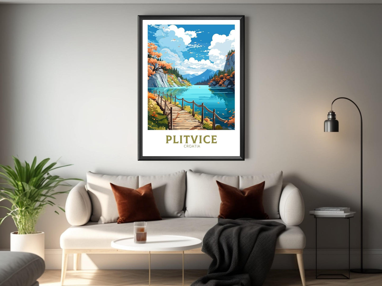 Plitvice Poster | Plitvice Print | Plitvice Illustration | Plitvice Wall Art | Croatia Print | Plitvice Lakes Painting | ID 692