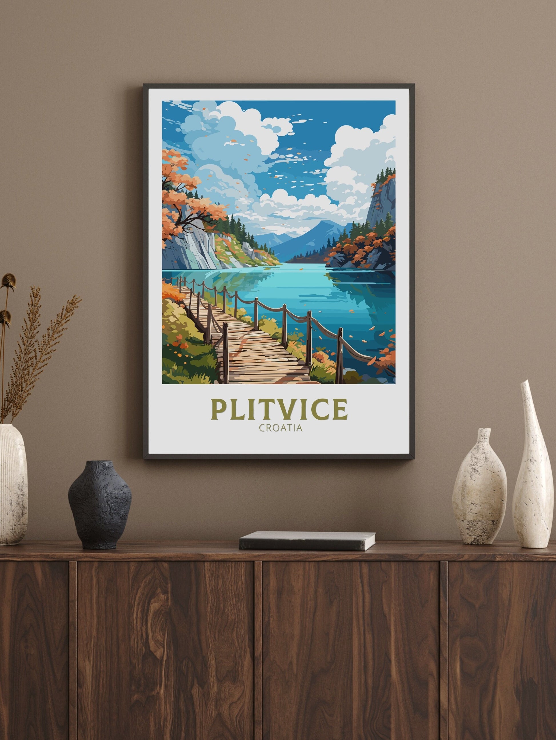 Plitvice Poster | Plitvice Print | Plitvice Illustration | Plitvice Wall Art | Croatia Print | Plitvice Lakes Painting | ID 692