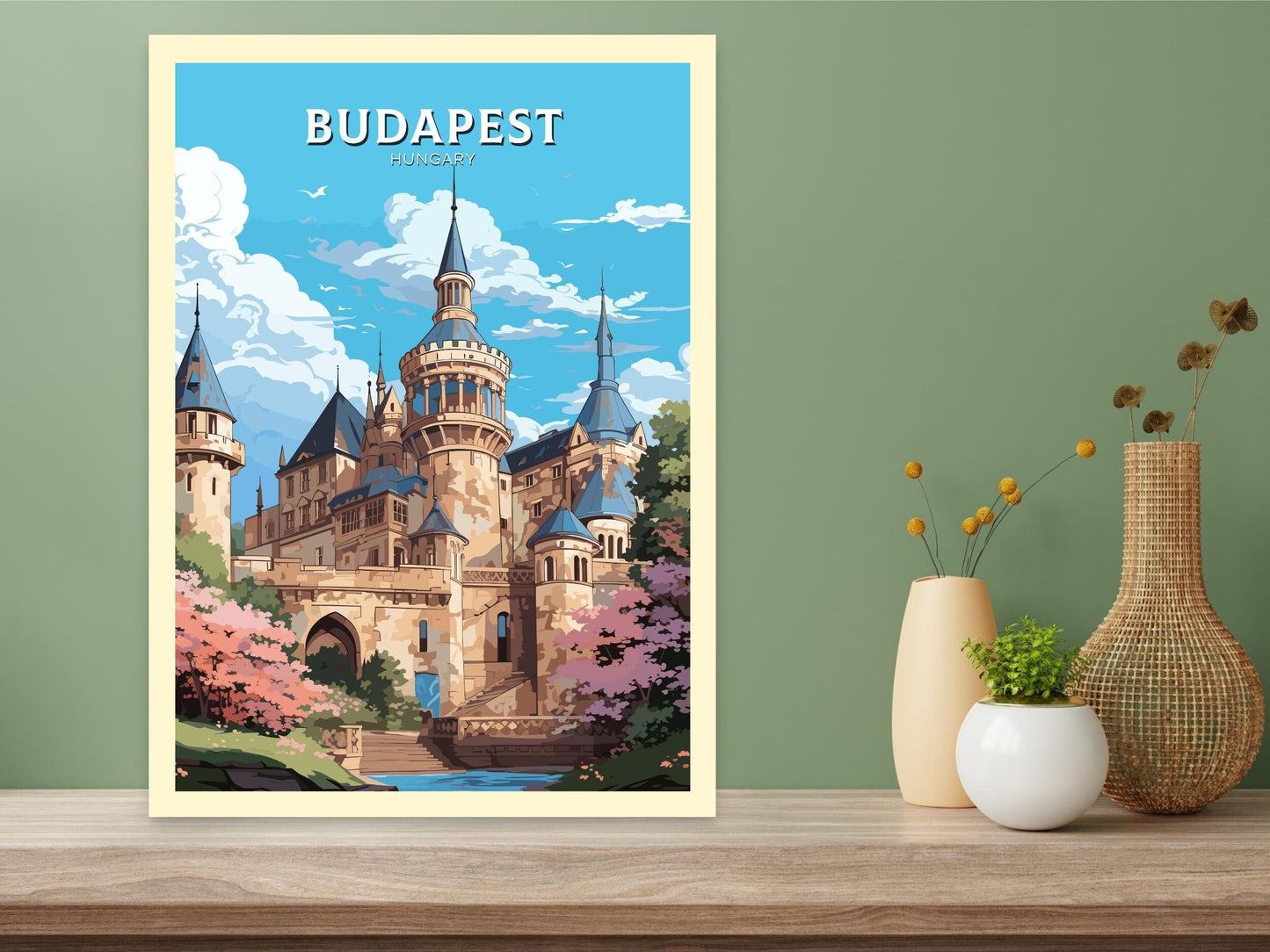 Budapest Poster | Budapest Illustration | Budapest Wall Art | Budapest Print | Hungary Poster | Budapest Vajdahunyad Castle ID 697