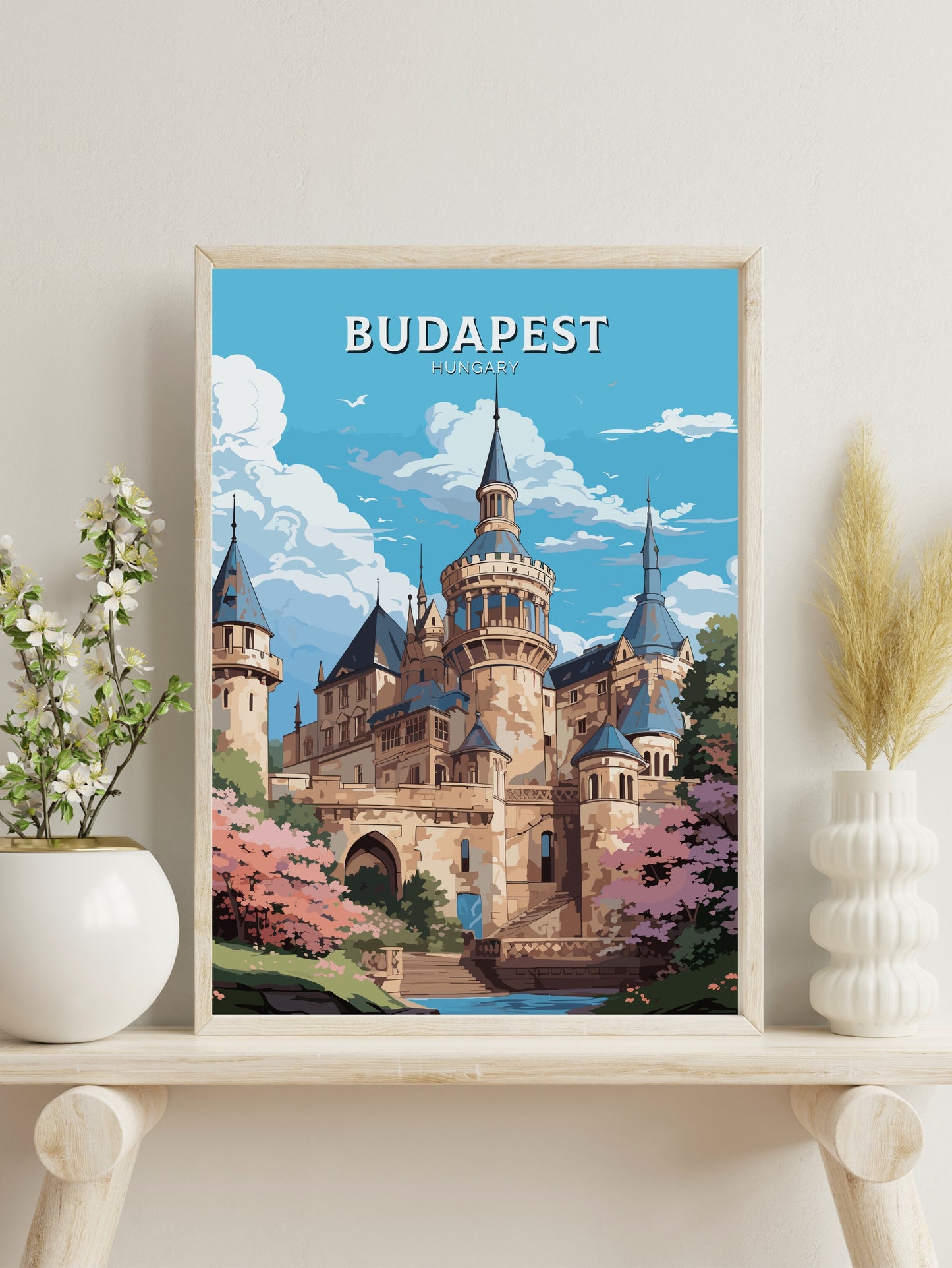 Budapest Poster | Budapest Illustration | Budapest Wall Art | Budapest Print | Hungary Poster | Budapest Vajdahunyad Castle ID 697