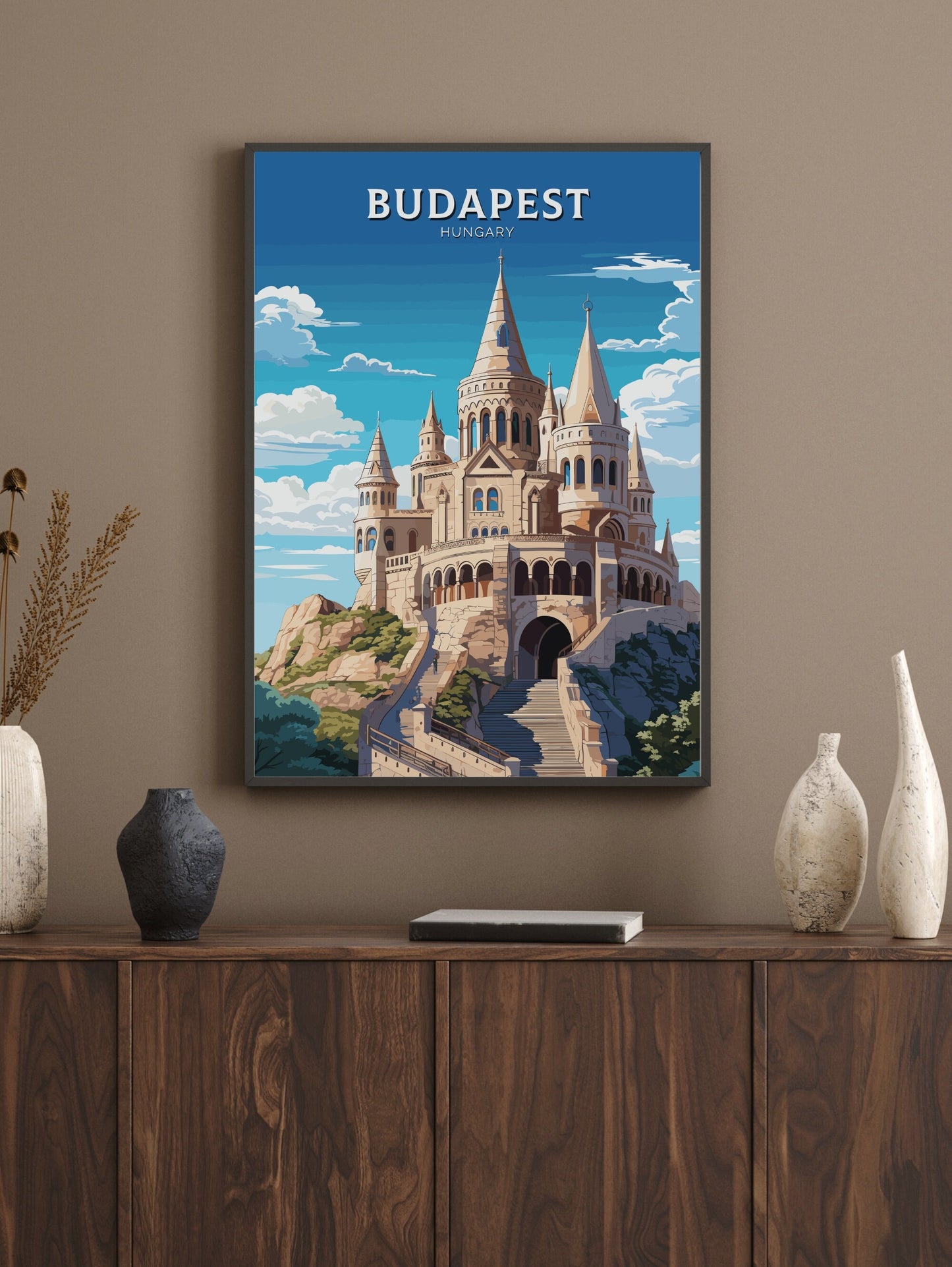 Budapest Print | Budapest Illustration | Budapest Poster | Budapest Wall Art | Hungary Poster | Budapest Fisherman's Bastion ID 698