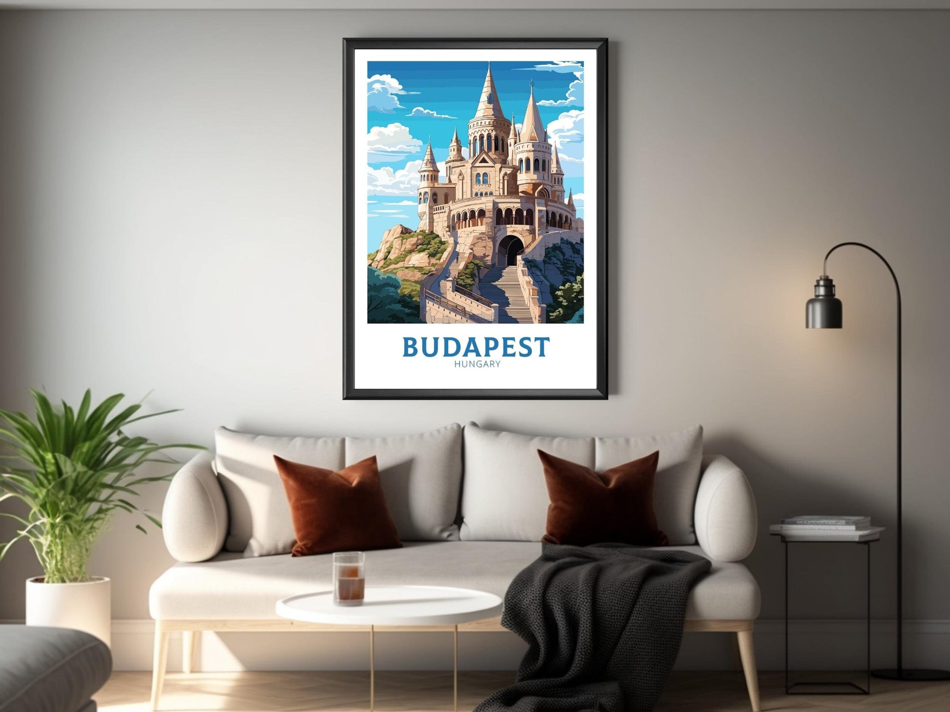 Budapest Illustration | Budapest Poster | Budapest Print | Budapest Wall Art | Hungary Poster | Budapest Fisherman's Bastion ID 701