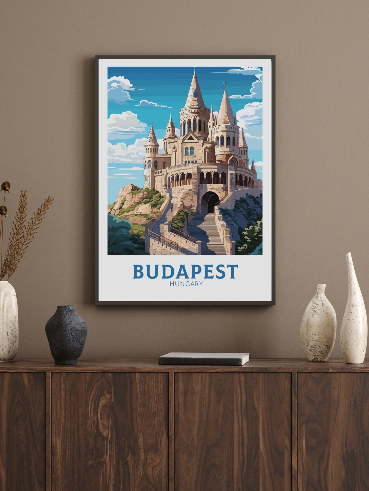 Budapest Illustration | Budapest Poster | Budapest Print | Budapest Wall Art | Hungary Poster | Budapest Fisherman's Bastion ID 701