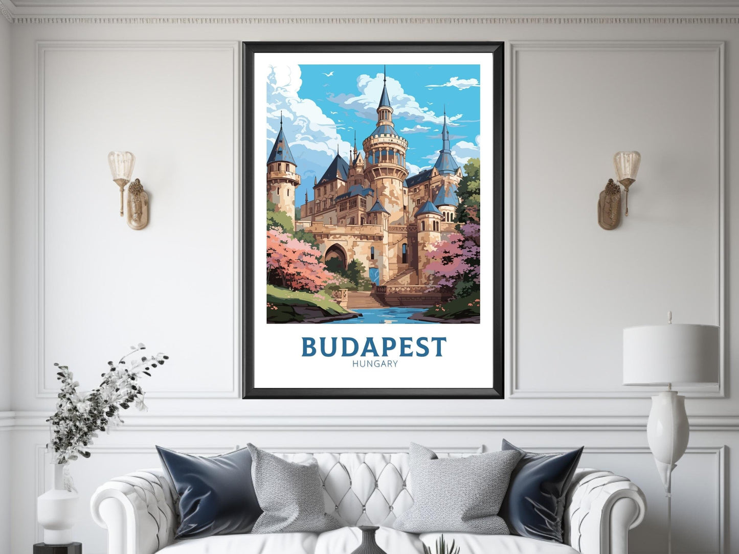 Budapest Travel Print | Budapest Poster | Budapest Illustration | Budapest Wall Art | Hungary Poster | Budapest Vajdahunyad Castle ID 700