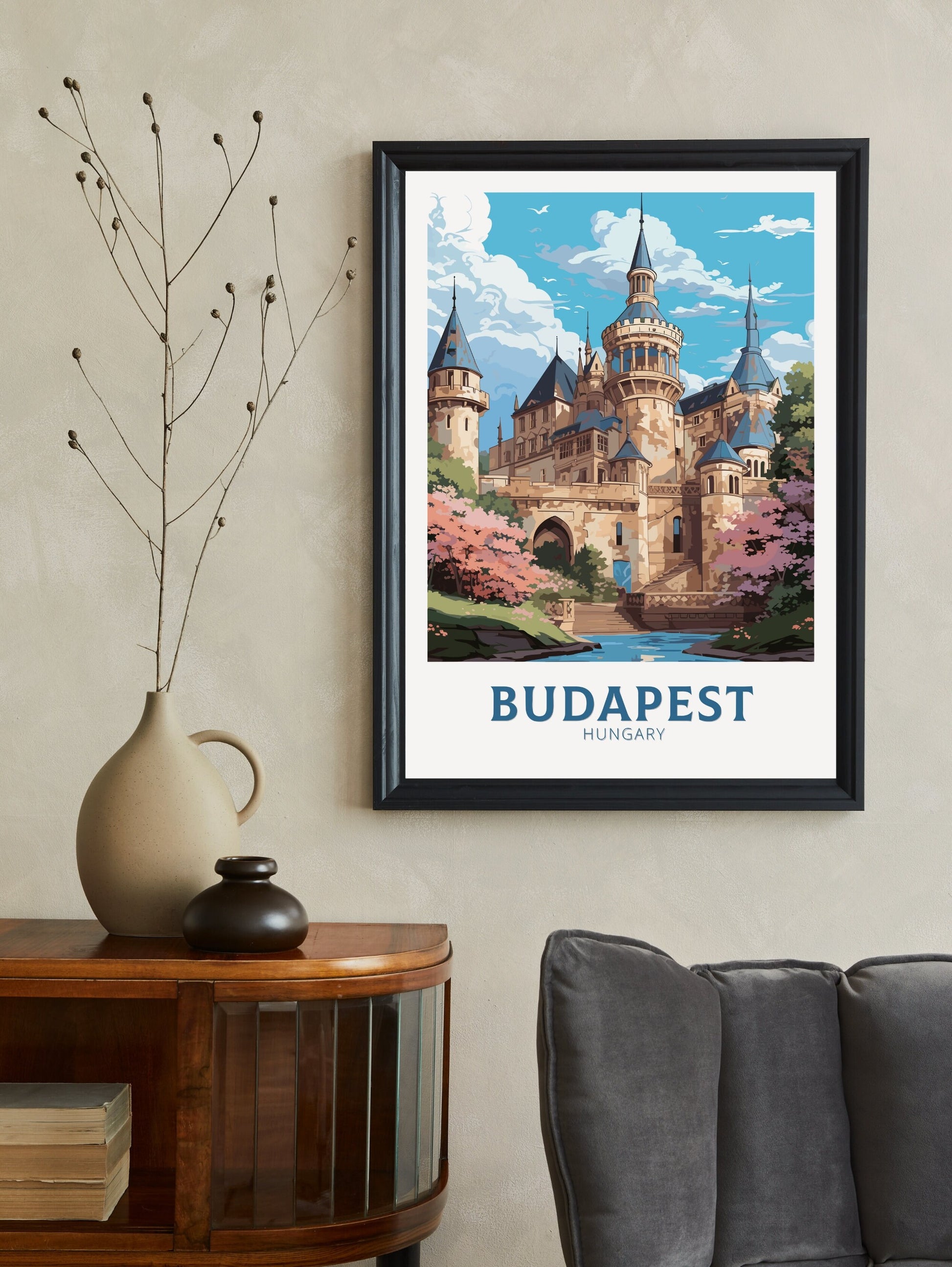 Budapest Travel Print | Budapest Poster | Budapest Illustration | Budapest Wall Art | Hungary Poster | Budapest Vajdahunyad Castle ID 700