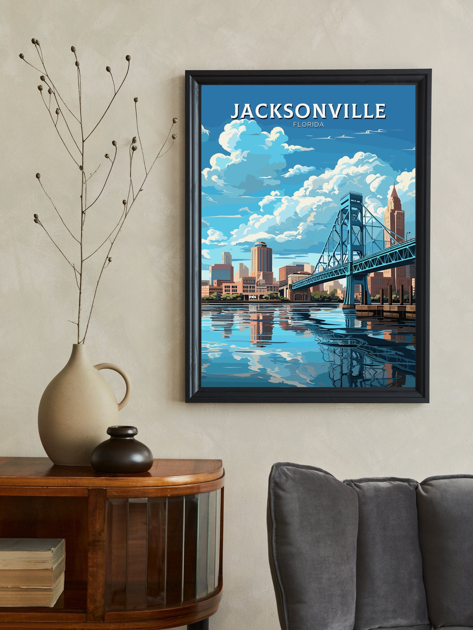 Jacksonville Travel Print | Jacksonville Print | Jacksonville Poster | Florida Wall Art | USA print | Florida City Poster | ID 798