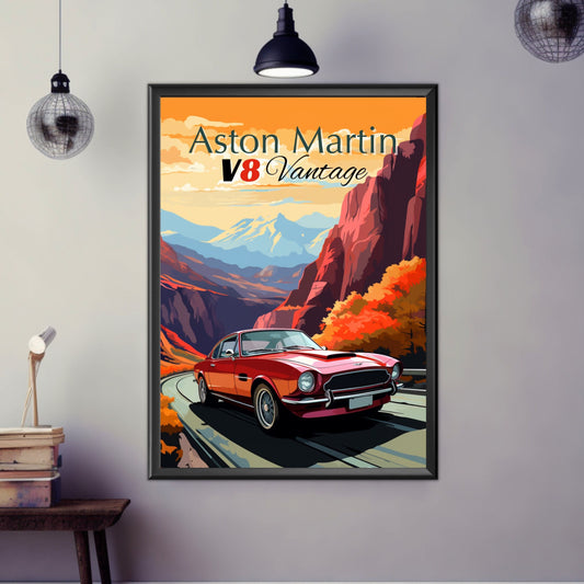 Aston Martin V8 Vantage Poster, Aston Martin V8 Vantage Print, 1980s Car, Classic Car Print, Vintage Car Print, Car Print,Car Poster,Car Art