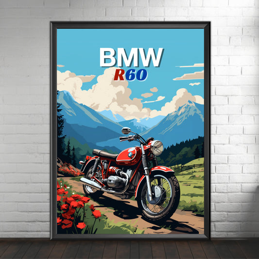 BMW R60 Poster, Motorcycle Print, Motorbike Print, BMW R60 Print, Bike Art, Bike Poster, Vintage Bike, Classic Bike