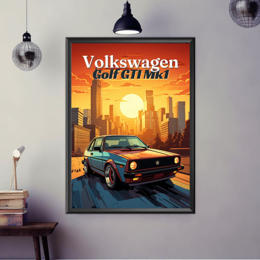 Volkswagen Golf GTI Mk1 Poster, 1980s Car, Volkswagen Golf GTI Mk1 Print, Vintage Car Print, Car Print, Car Poster,Car Art,Classic Car Print