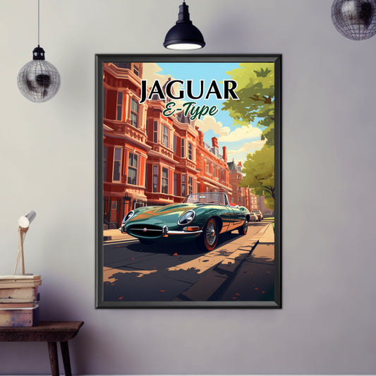 Jaguar E-Type Poster, Jaguar E-Type Print, Car Poster, Car Print, Old-timer Print, 1960s Car, Car Art, Classic car print, Supercar Print