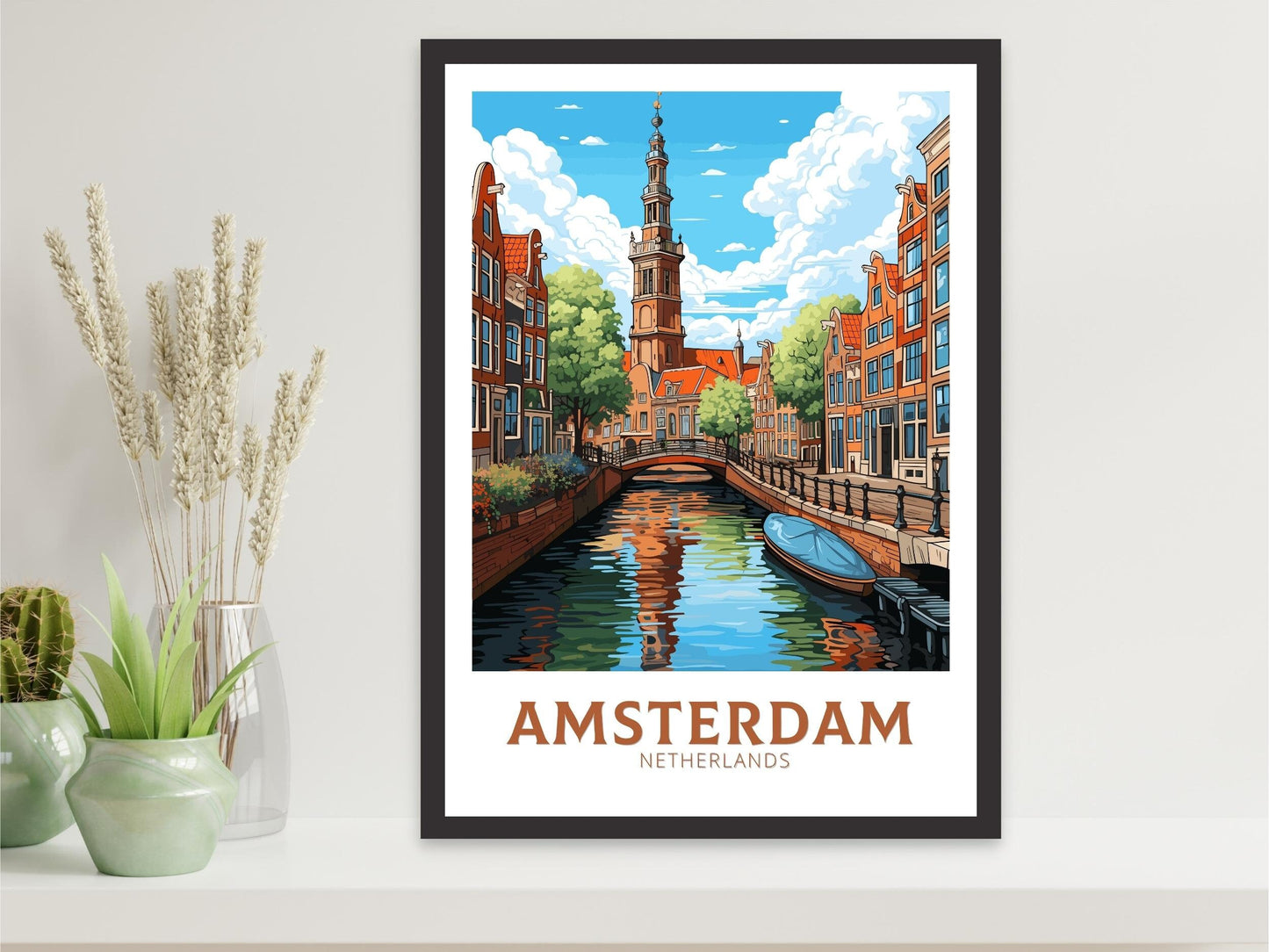 Amsterdam Print | Amsterdam Poster | Amsterdam Canals | Amsterdam Wall Art | Netherlands Print | Amsterdam Home Decor | ID 708