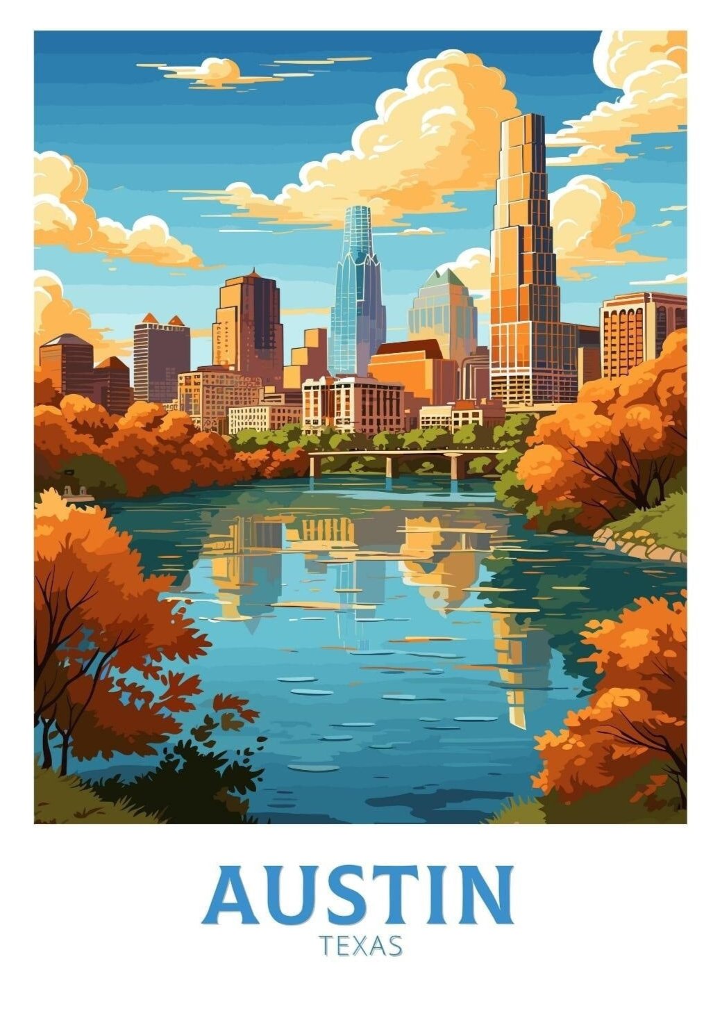 North AmericaAUSTIN TRAVEL PRINT - TEXAS ARTWORK