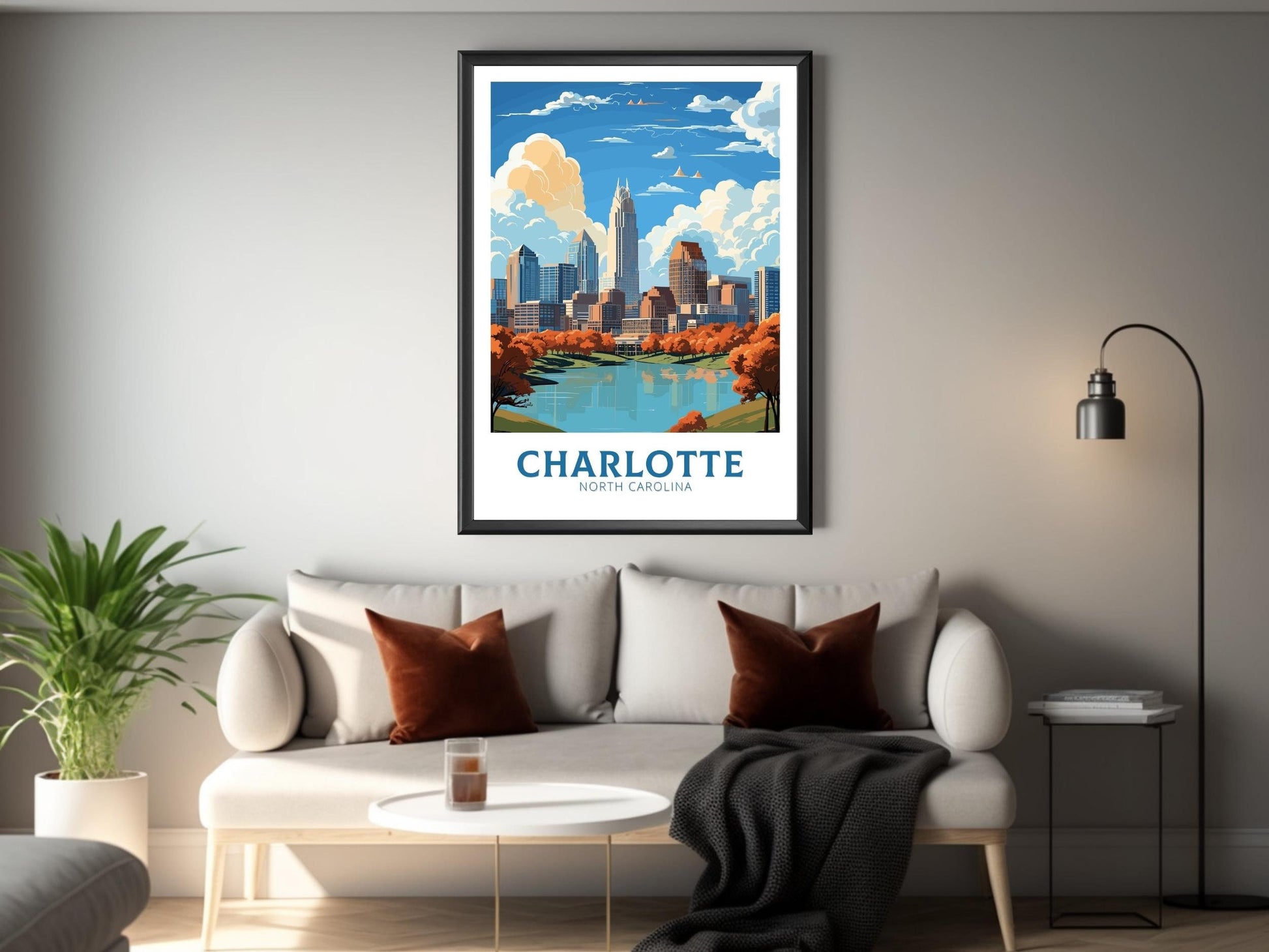 Charlotte Travel Print | Charlotte North Carolina Print | Charlotte Poster | Charlotte Wall Art | USA print | North Carolina Poster | ID 806