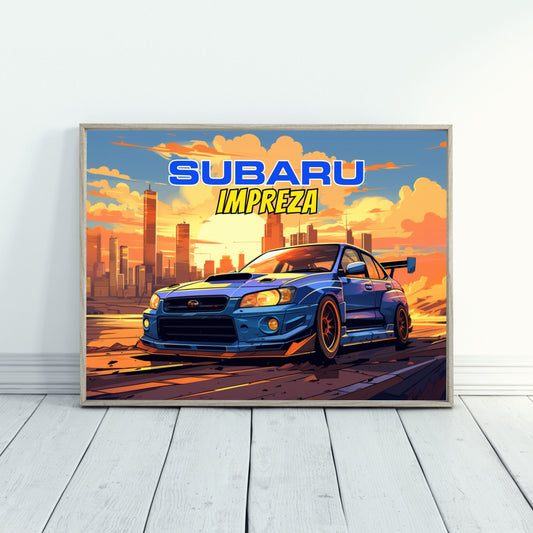 Subaru Impreza Print, 1990s Car Print, Subaru Impreza Poster, Car Art, Rally Car Print, Classic Car, Car Print, Car Poster