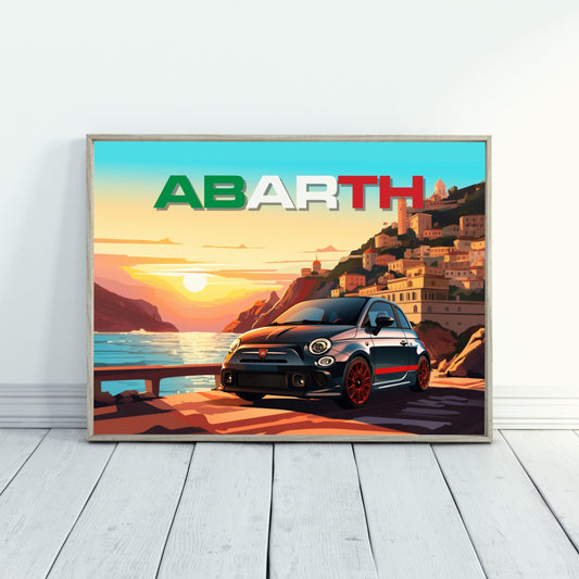 Abarth Print, 2010s Car Print, Abarth Poster, Car Art, Modern Classic Car, Car Print, Car Poster, Italian Design, Abarthisti