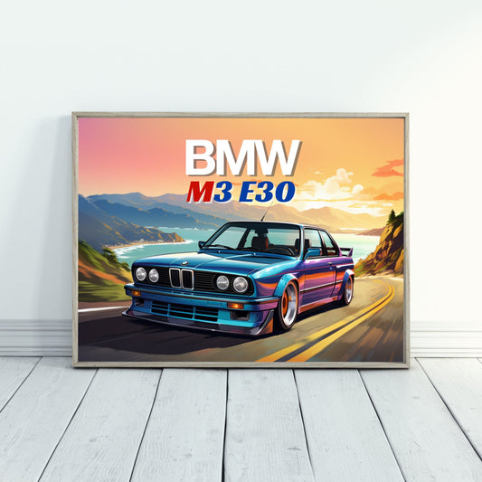 BMW M3 E30 Print, 1980s Car Print, BMW M3 E30 Poster, Car Art, Classic Car Print, Car Print, Car Poster, Performance Car, German Design