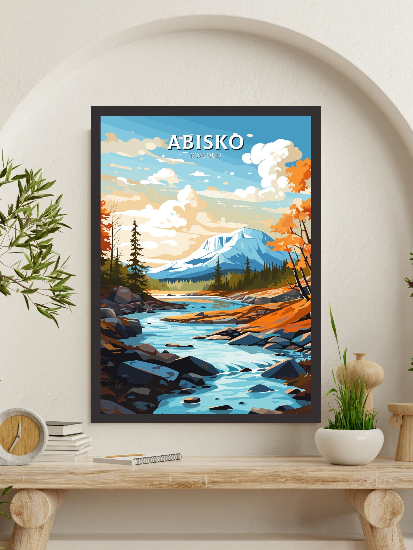 Abisko Print | Abisko Travel Poster | Abisko Illustration | Sweeden Print | Sweeden Home Décor | Abisko Art | Sweeden Poster | ID 714