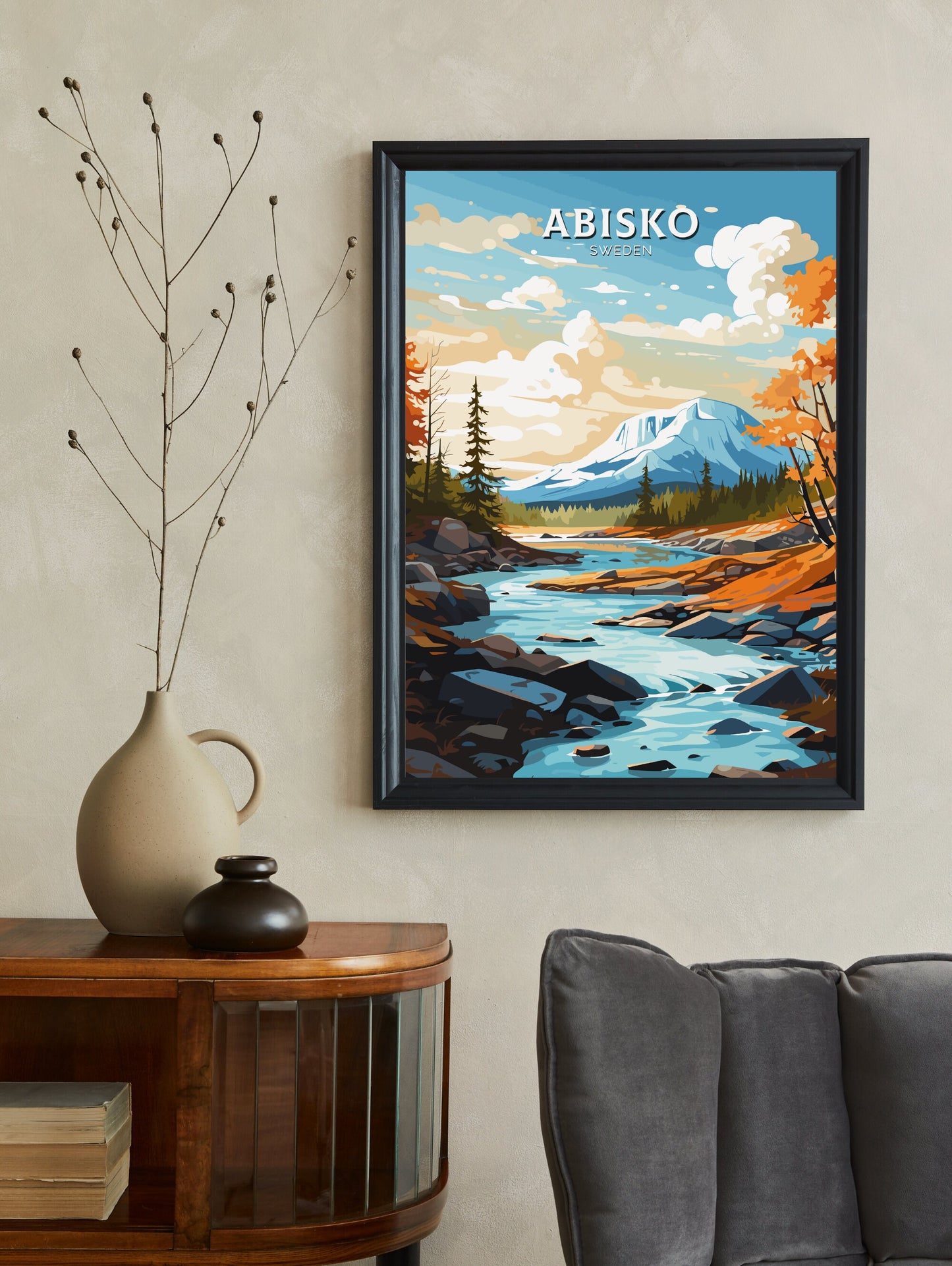 Abisko Print | Abisko Travel Poster | Abisko Illustration | Sweeden Print | Sweeden Home Décor | Abisko Art | Sweeden Poster | ID 714