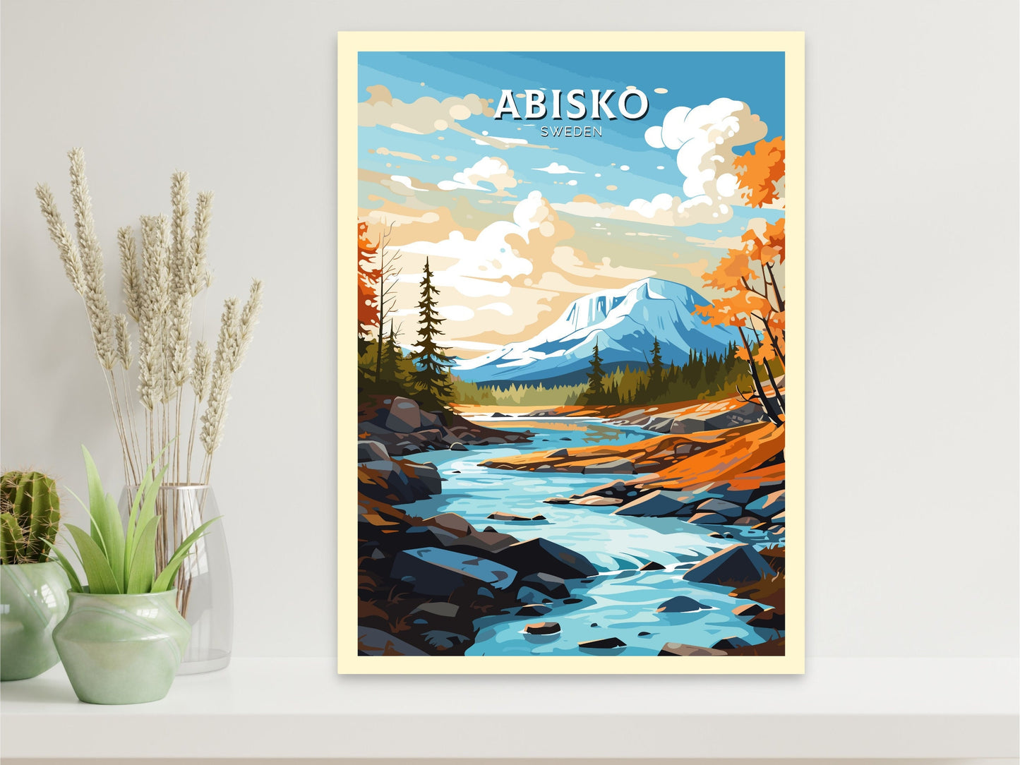 Abisko Print | Abisko Travel Poster | Abisko Illustration | Sweeden Print | Sweeden Home Décor | Abisko Art | Sweeden Poster | ID 714