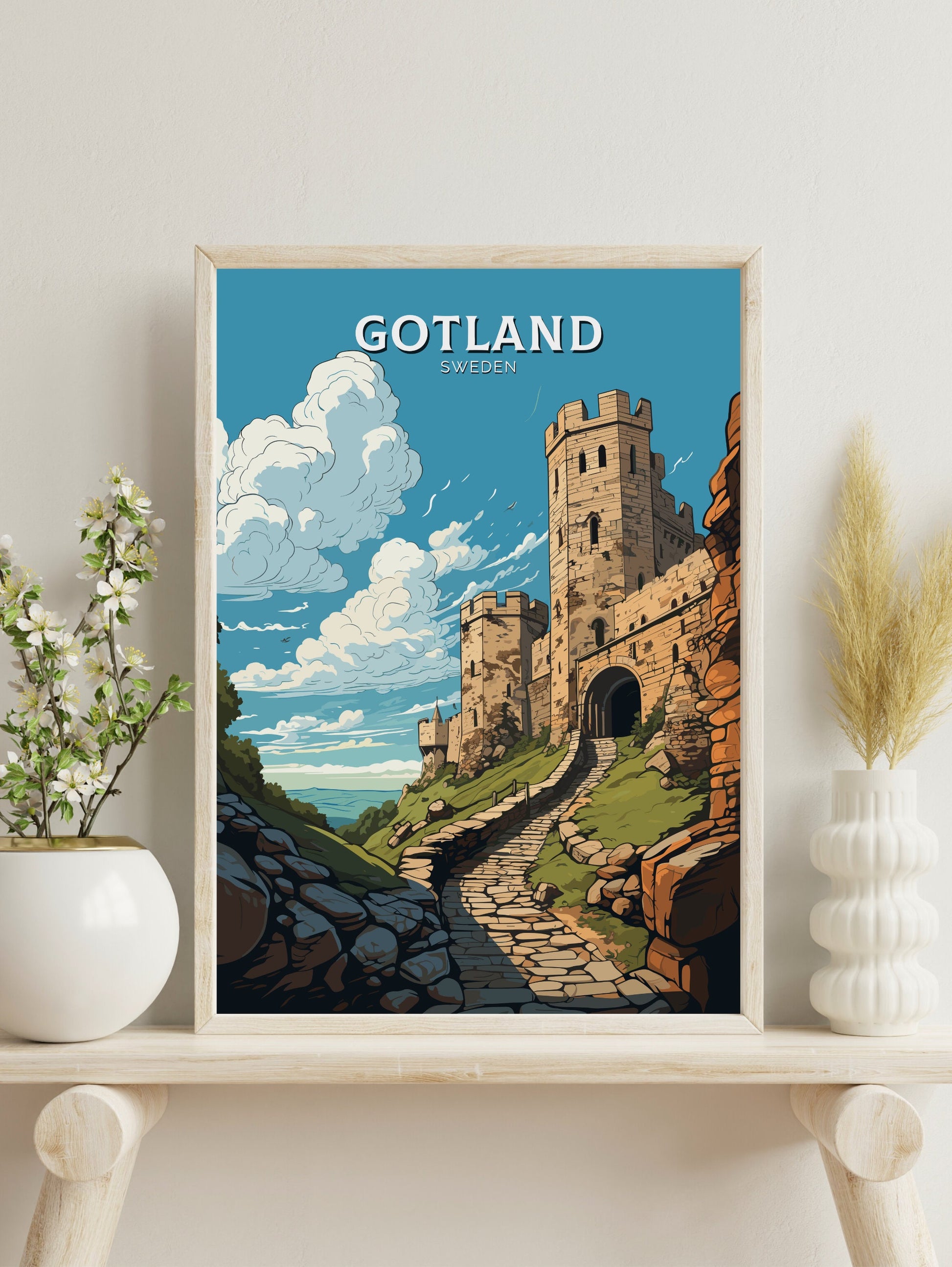 Gotland Print | Gotland Travel Poster | Gotland Illustration | Sweeden Print | Sweeden Home Décor | Gotland Art | Sweeden Poster | ID 716