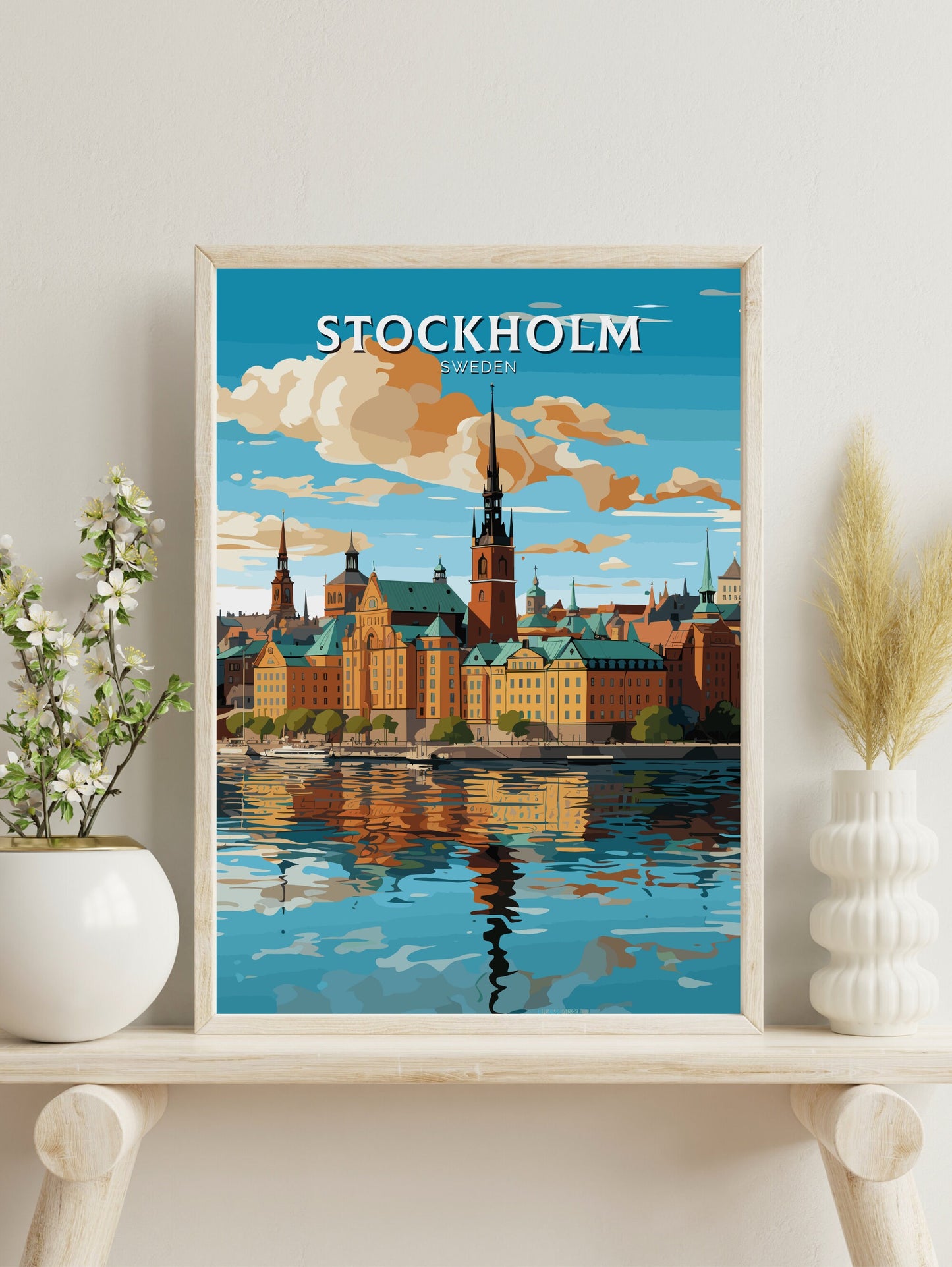 Stockholm Old Town Print | Stockholm Travel Poster | Stockholm Illustration | Sweeden Print | Sweeden Home Décor | Sweeden Poster | ID 718