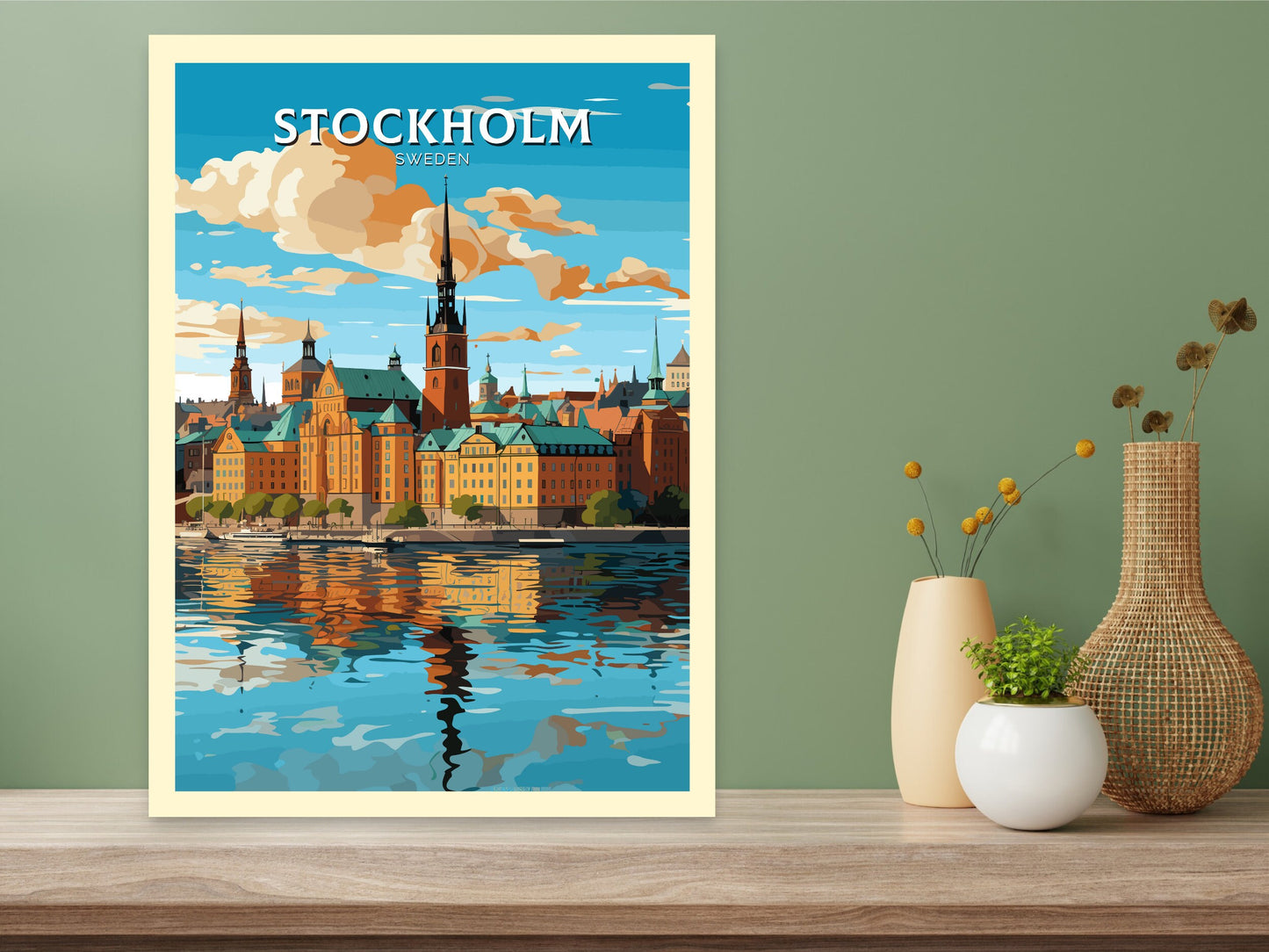 Stockholm Old Town Print | Stockholm Travel Poster | Stockholm Illustration | Sweeden Print | Sweeden Home Décor | Sweeden Poster | ID 718