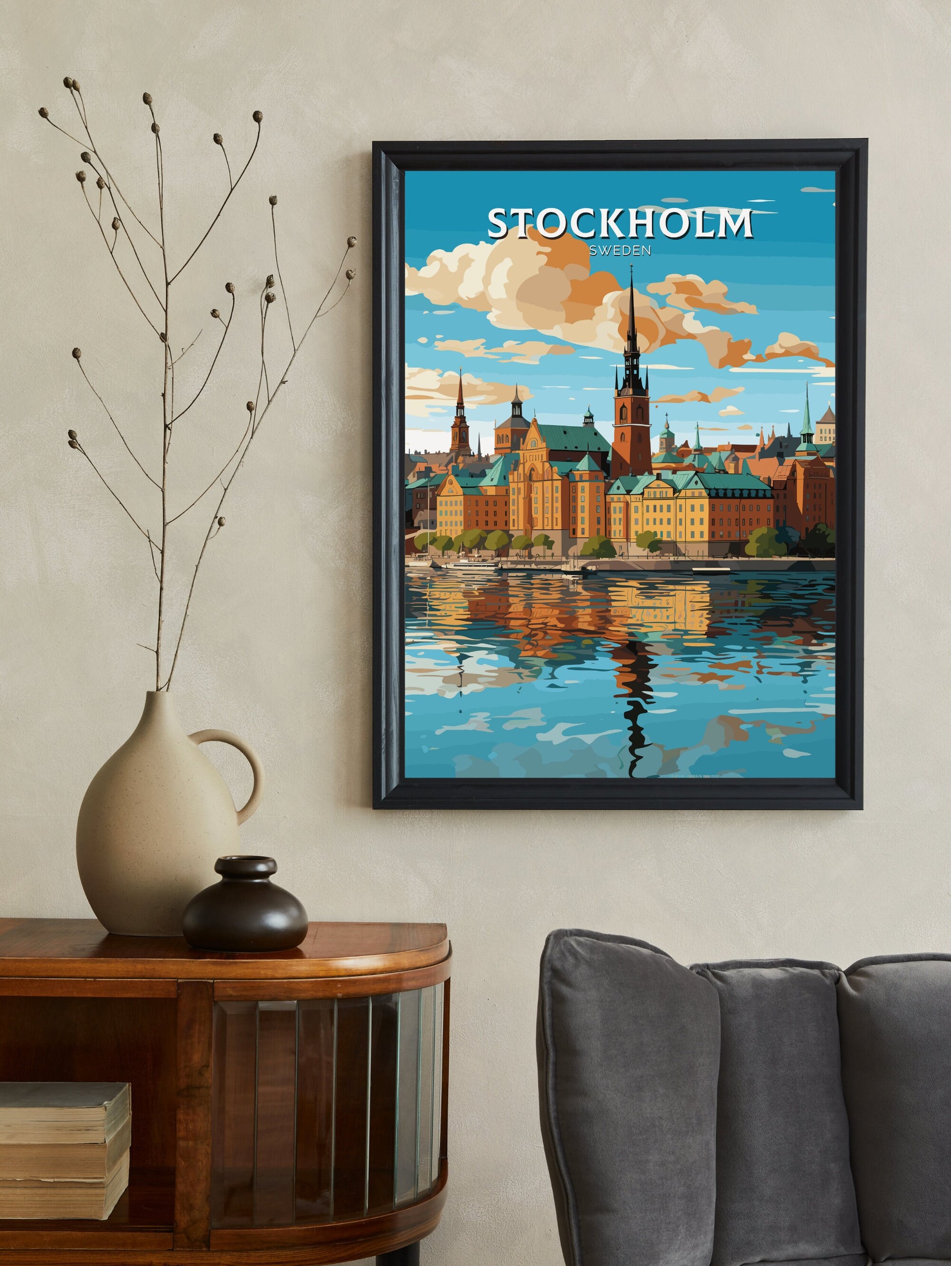 Stockholm Old Town Print | Stockholm Travel Poster | Stockholm Illustration | Sweeden Print | Sweeden Home Décor | Sweeden Poster | ID 718