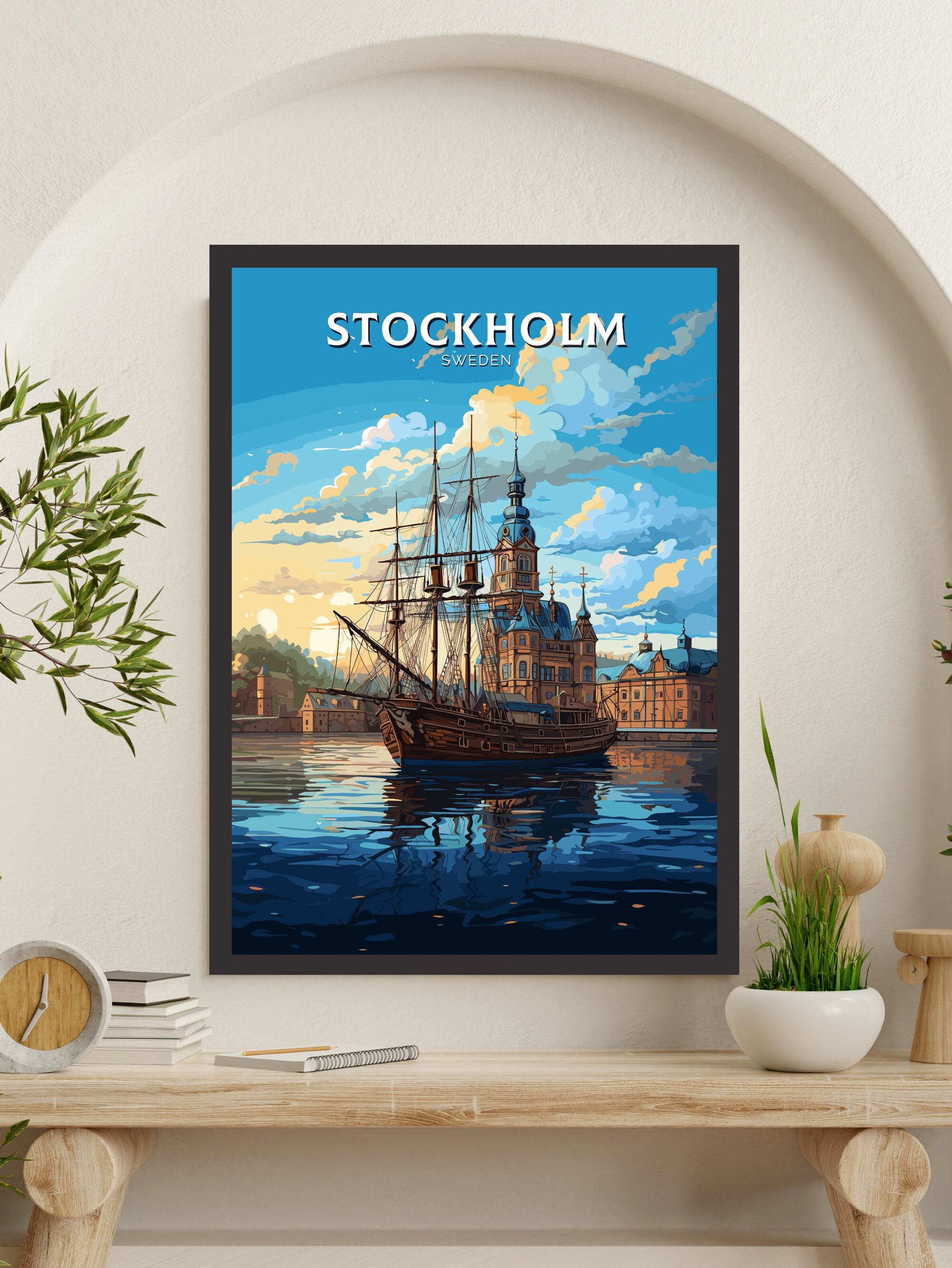 Stockholm Print | Stockholm Travel Poster | Stockholm Illustration | Sweeden Print | Sweeden Home Décor | Sweeden Poster | ID 719