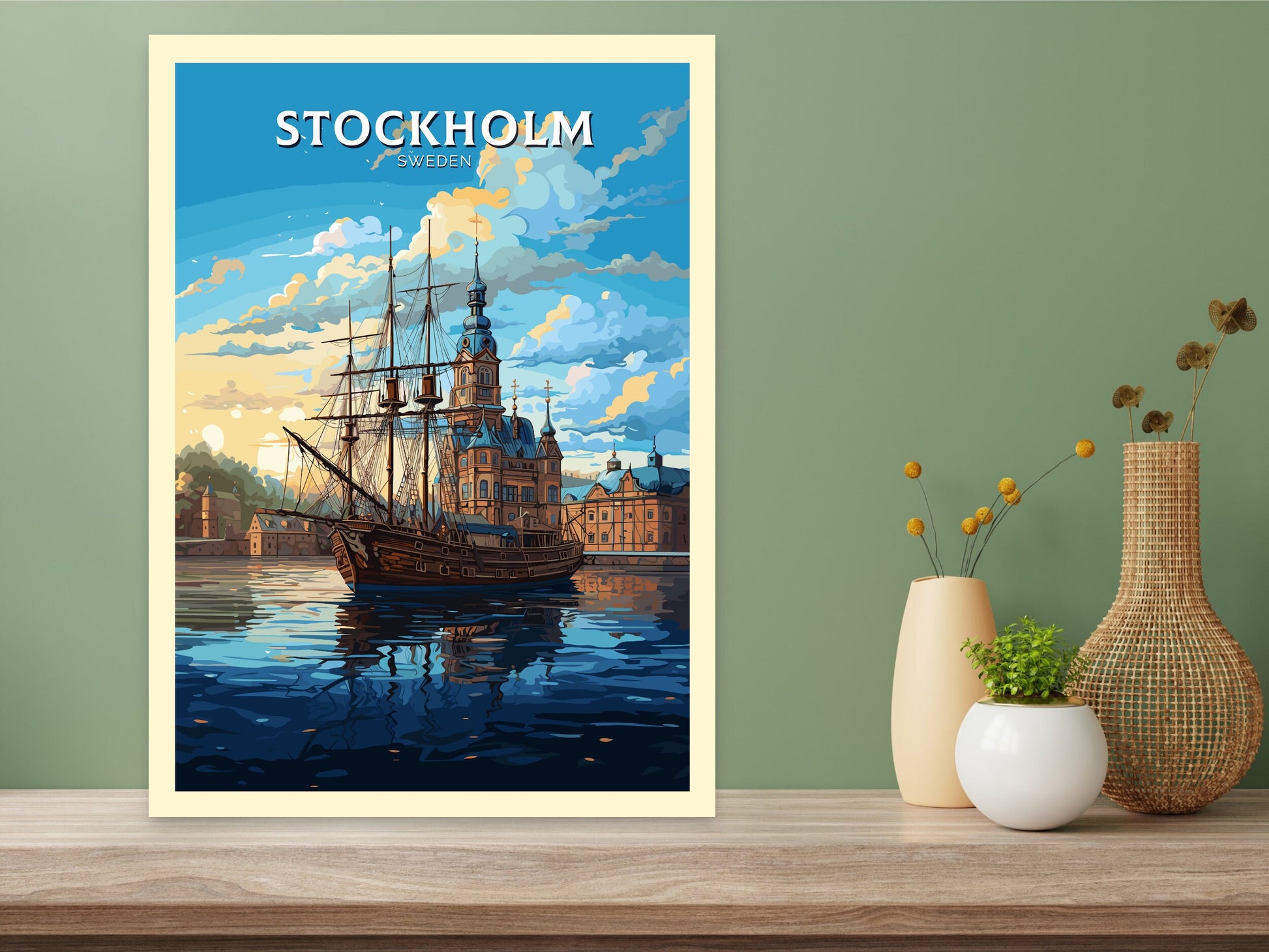 Stockholm Print | Stockholm Travel Poster | Stockholm Illustration | Sweeden Print | Sweeden Home Décor | Sweeden Poster | ID 719