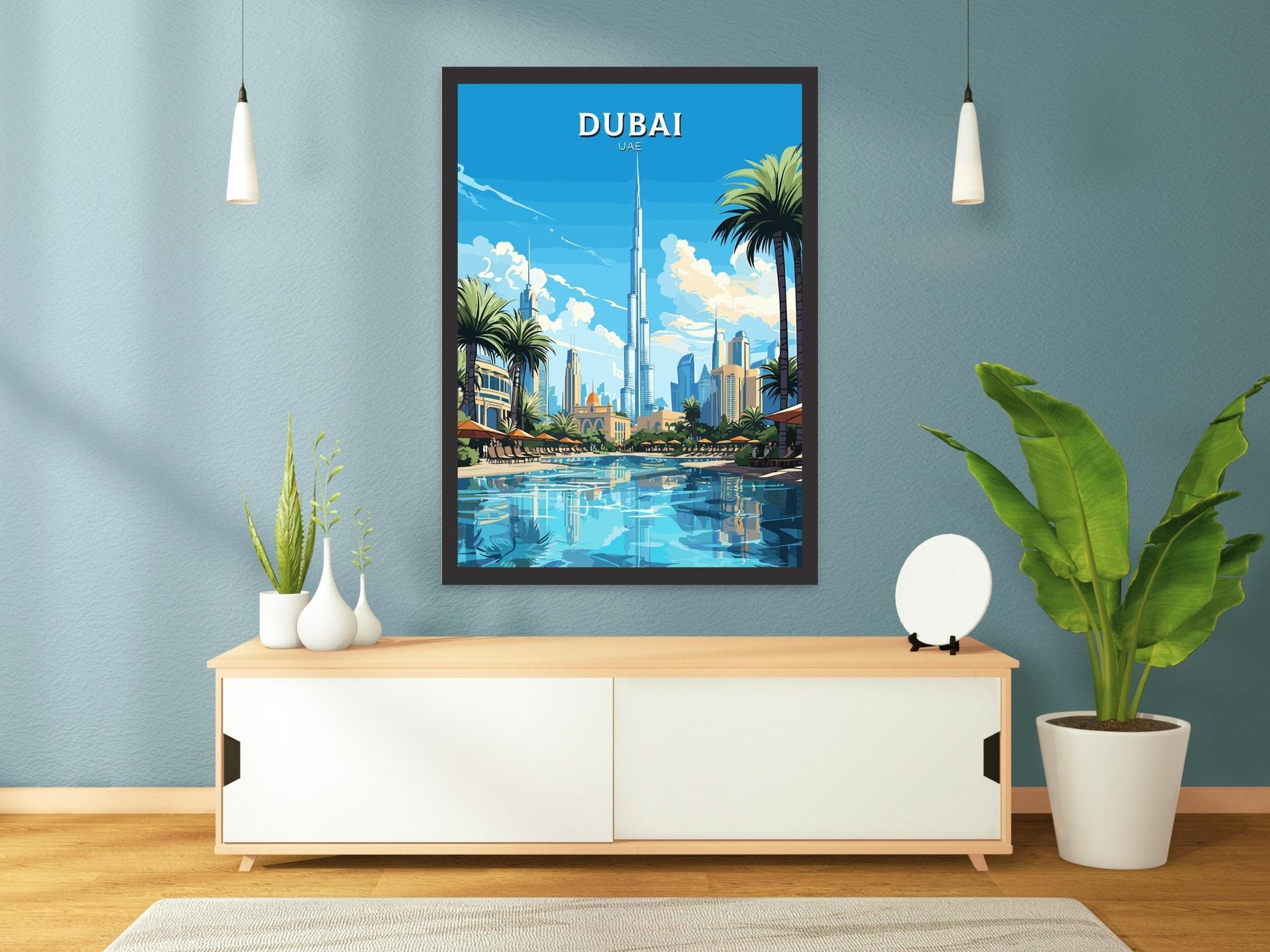 Dubai Poster | Dubai Print | Dubai Illustration | Dubai Wall Art | Dubai UAE | Dubai Home Decor | Burj Khalifa Print | ID 720