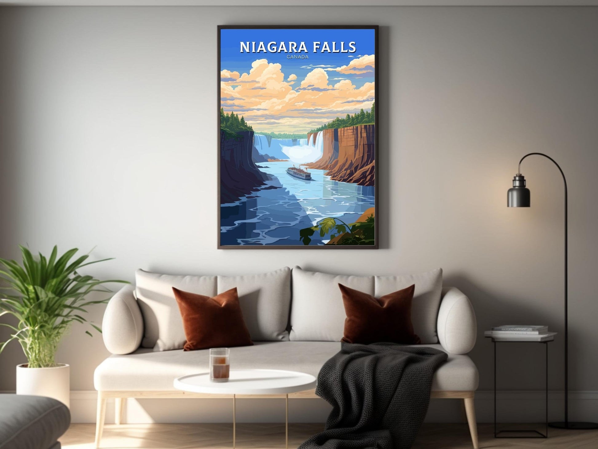 Niagara Falls Poster | Niagara Falls Travel Print | Illustration | Niagara Falls Art | Niagara Falls Landscape | Canada Print | ID 721