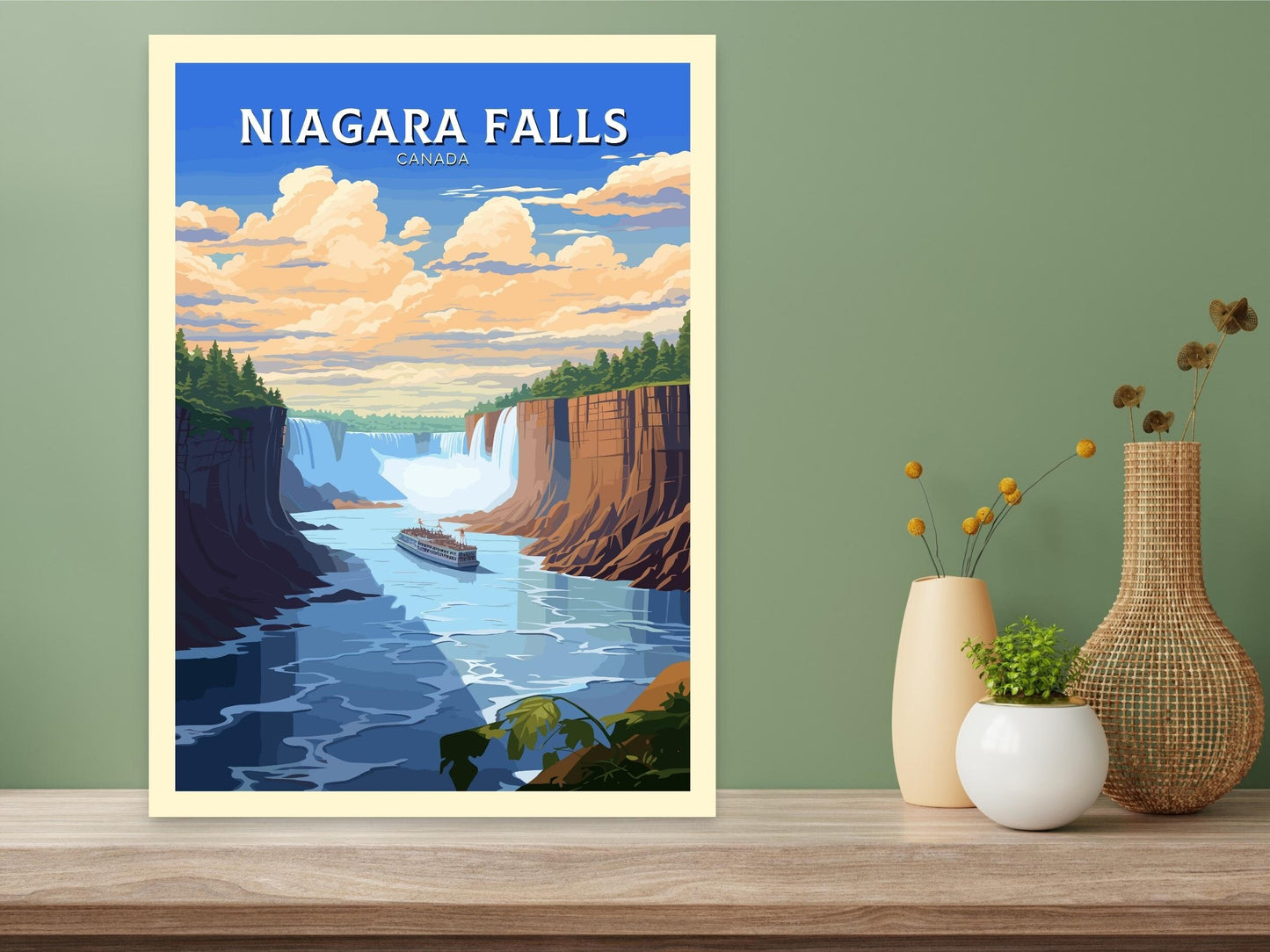 Niagara Falls Poster | Niagara Falls Travel Print | Illustration | Niagara Falls Art | Niagara Falls Landscape | Canada Print | ID 721