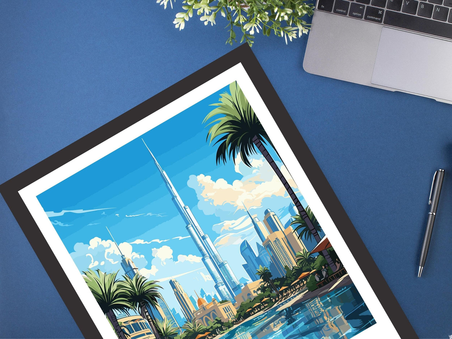 Dubai Illustration | Dubai Poster | Dubai Print | Dubai Wall Art | Dubai UAE | Dubai Home Decor | Burj Khalifa Print | ID 722