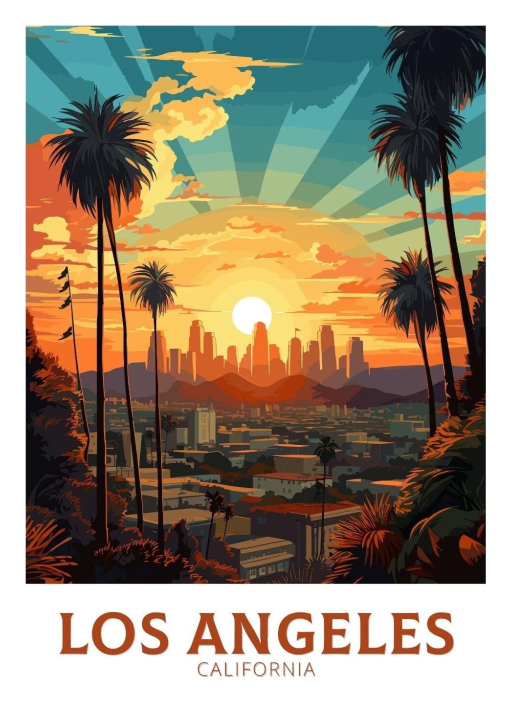North AmericaLOS ANGELES TRAVEL POSTER - CALIFORNIA ARTWORK