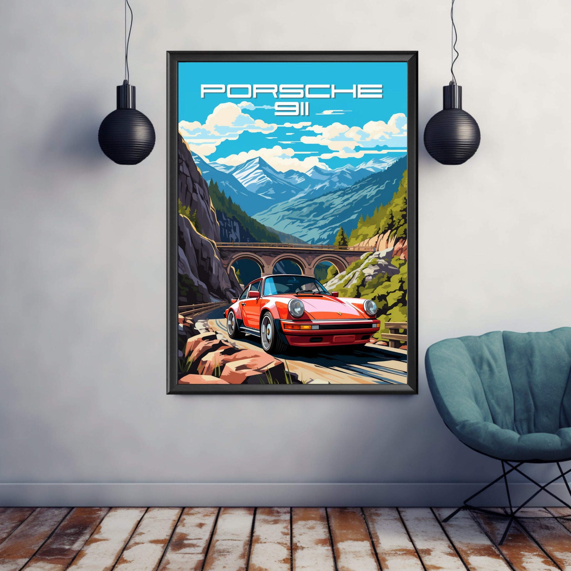 Porsche 911 Poster, Supercar 1980s