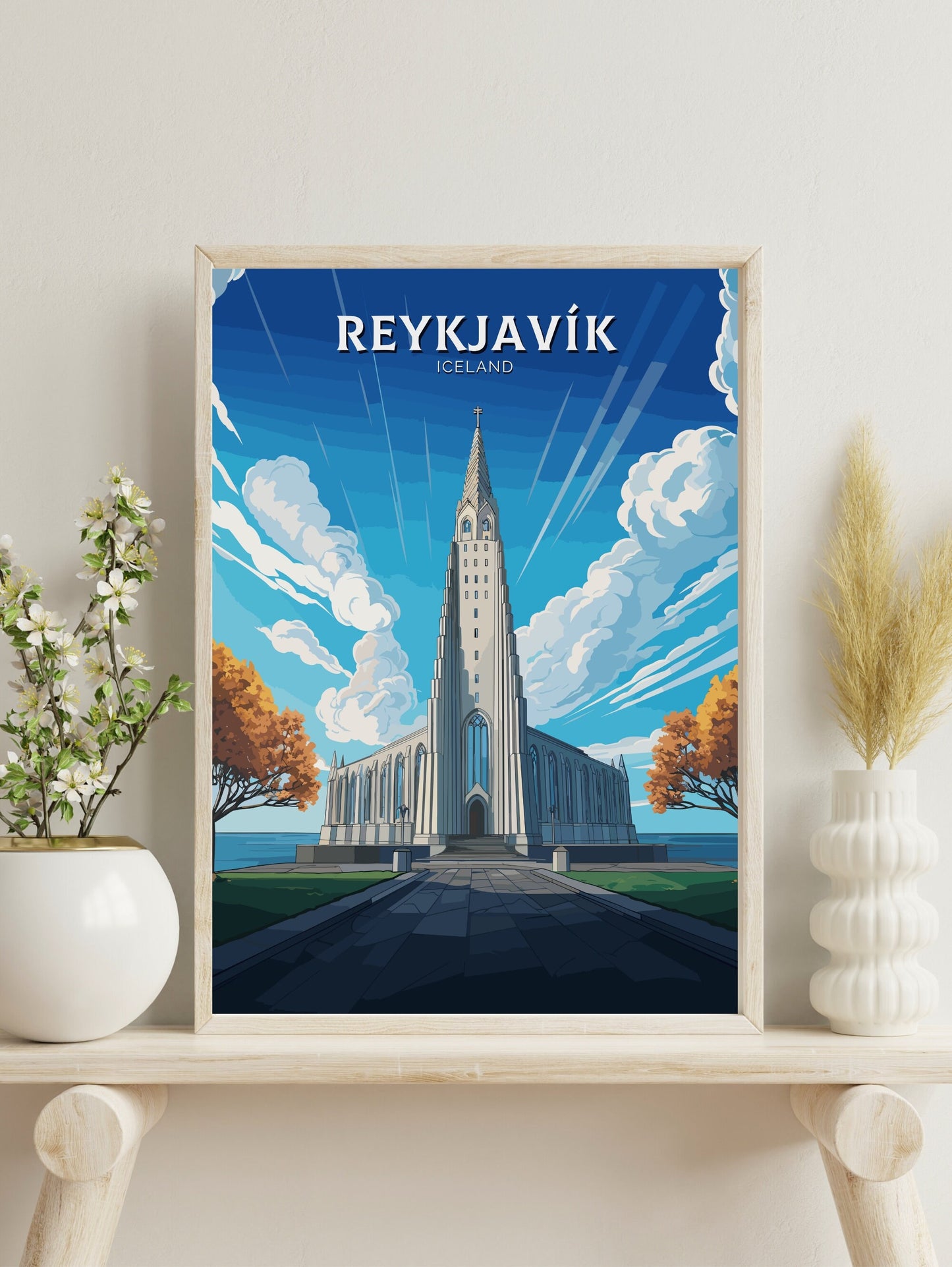 Reykjavik Poster | Reykjavik Print | Reykjavik Illustration | Reykjavik Art | Iceland Print | Reykjavik Home Décor | Hallgrímskirkja ID 728