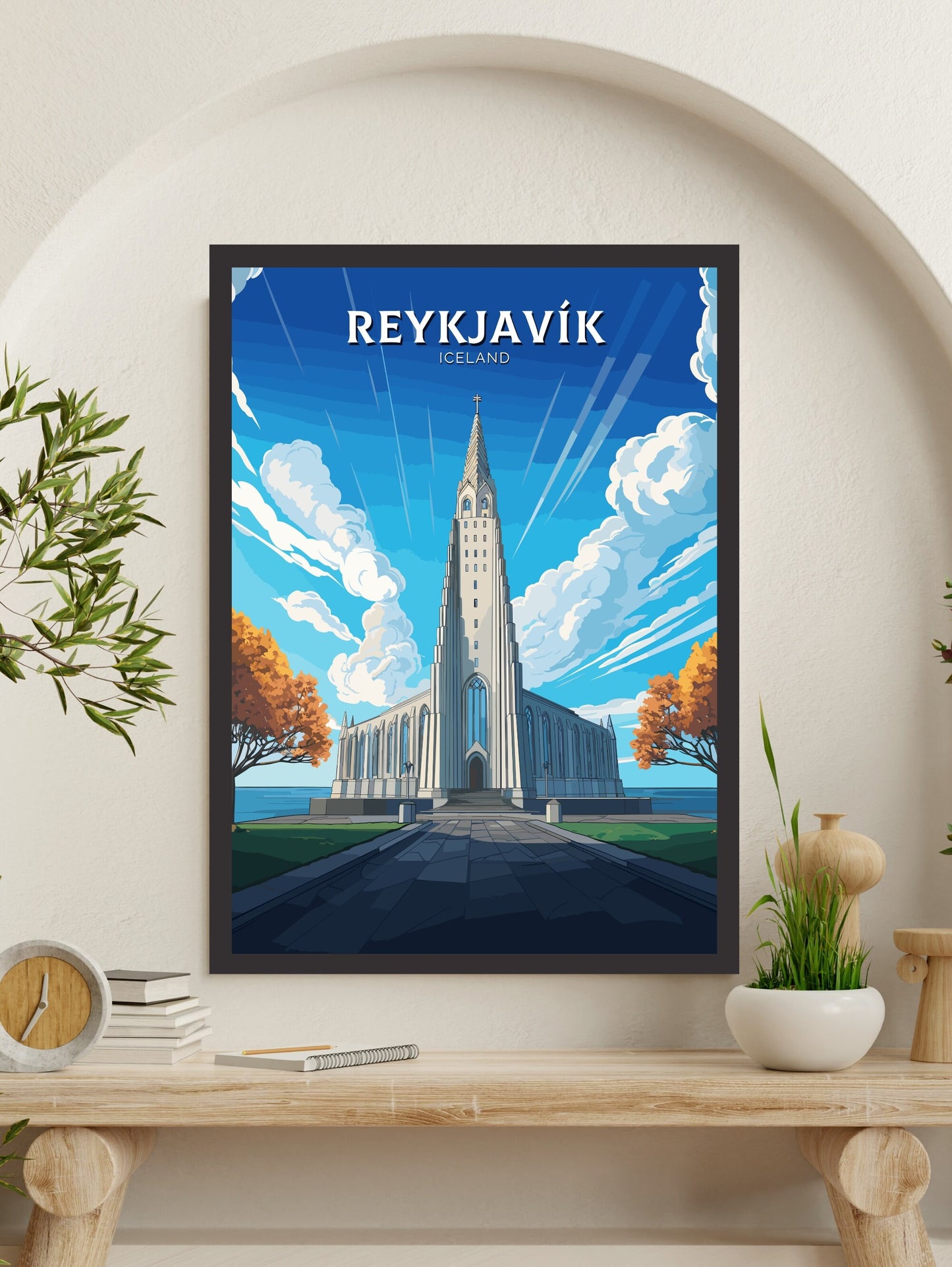 Reykjavik Poster | Reykjavik Print | Reykjavik Illustration | Reykjavik Art | Iceland Print | Reykjavik Home Décor | Hallgrímskirkja ID 728