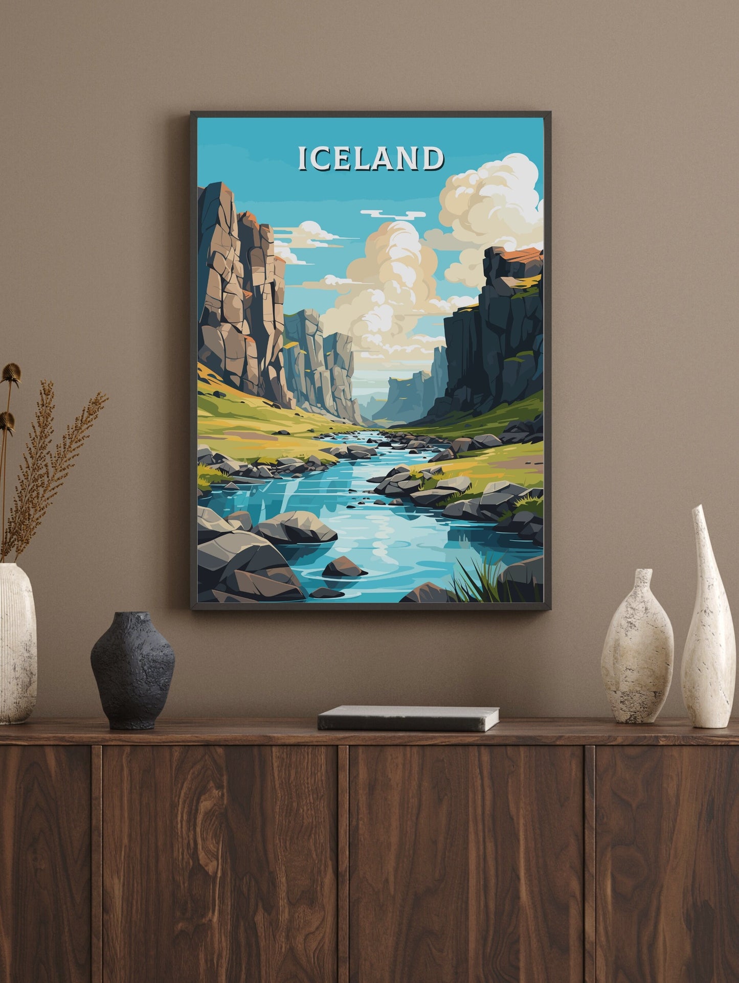 Iceland Travel Print | Iceland Illustration | Iceland Wall Art | Iceland Poster | Iceland Home Décor | Þingvellir National Park | ID 729