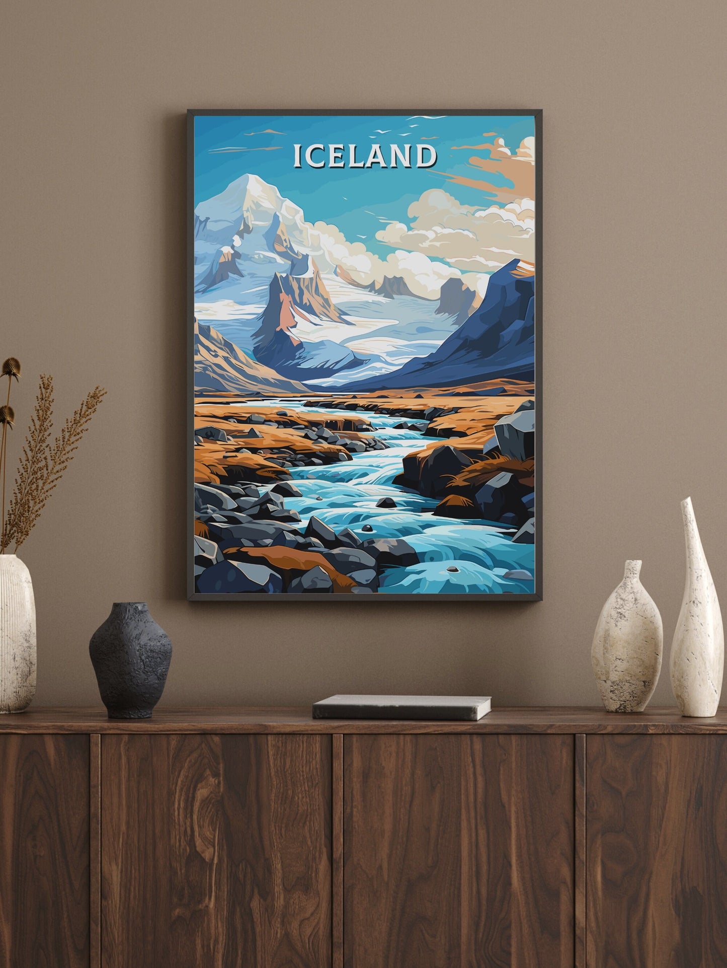 Iceland Illustration | Iceland Wall Art | Iceland Travel Print | Iceland Poster | Iceland Home Décor | Vatnajökull National Park | ID 730