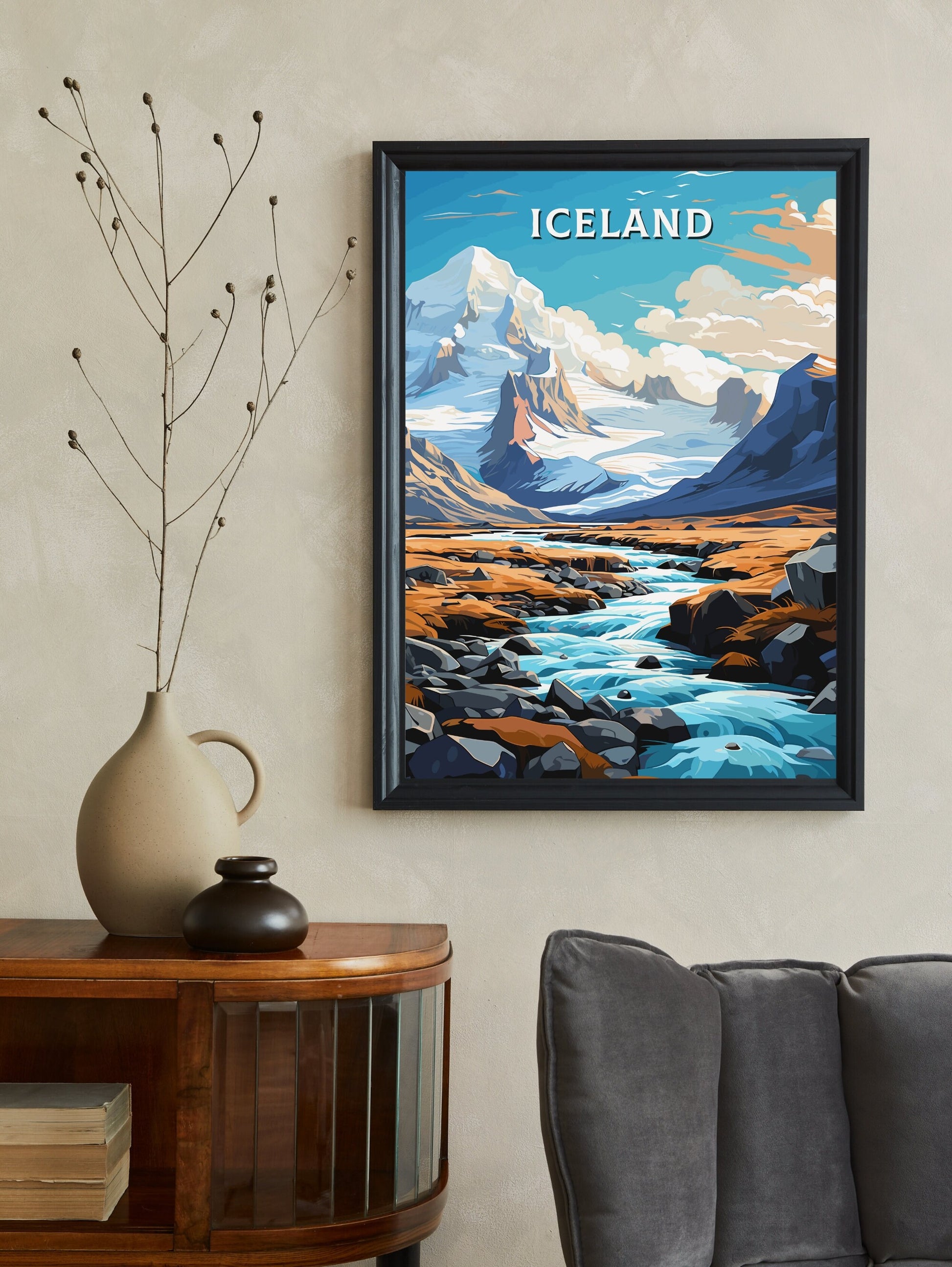 Iceland Illustration | Iceland Wall Art | Iceland Travel Print | Iceland Poster | Iceland Home Décor | Vatnajökull National Park | ID 730