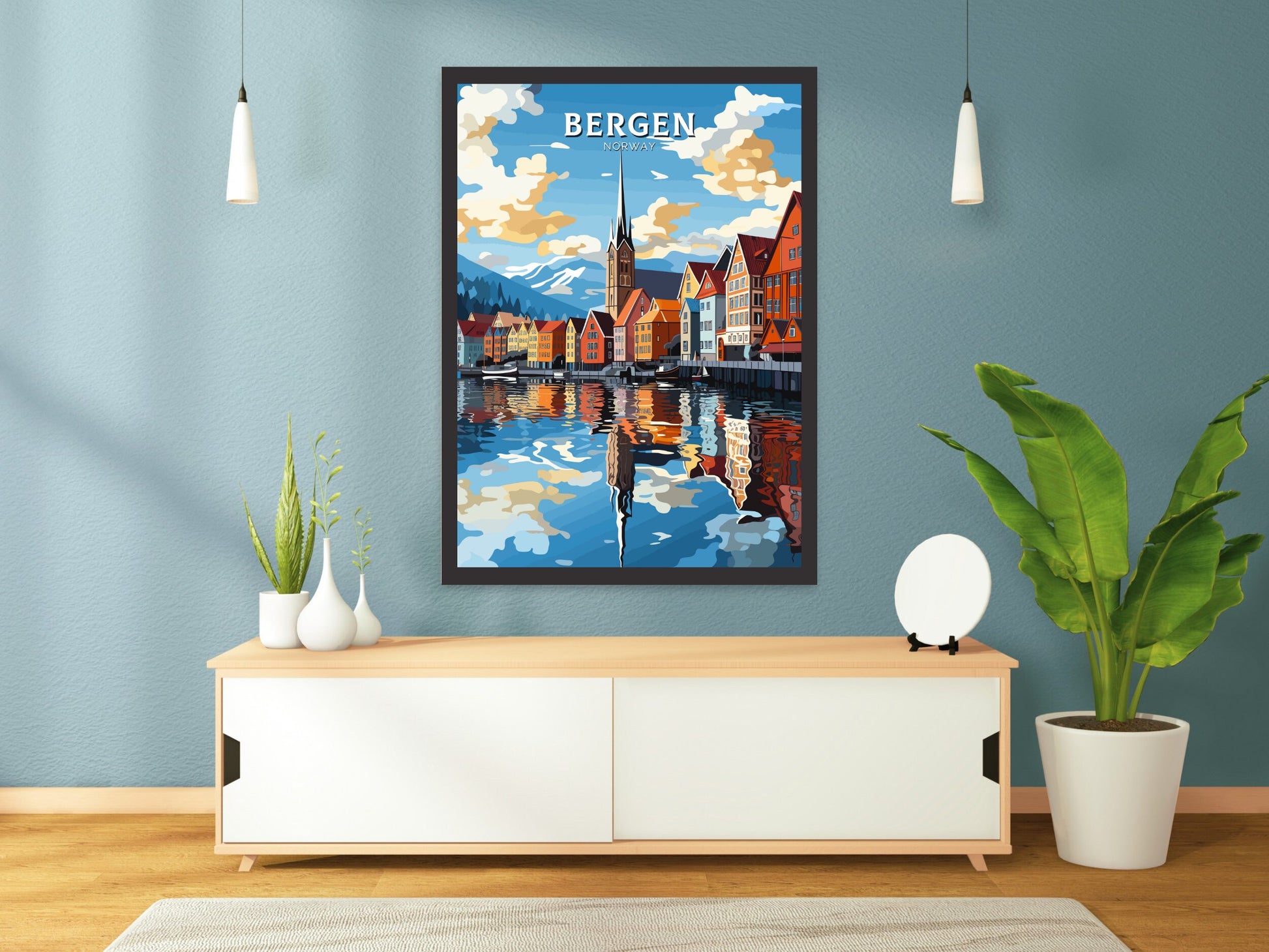 Bergen Poster | Bergen Print | Bergen Norway | Bergen Wall Art | Travel Gift | Norway Print | Norway Art | Bergen Art Poster | ID 745